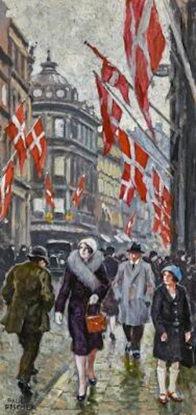 Paul Fischer: View from the old pharmacy on Østergade, Copenhagen.