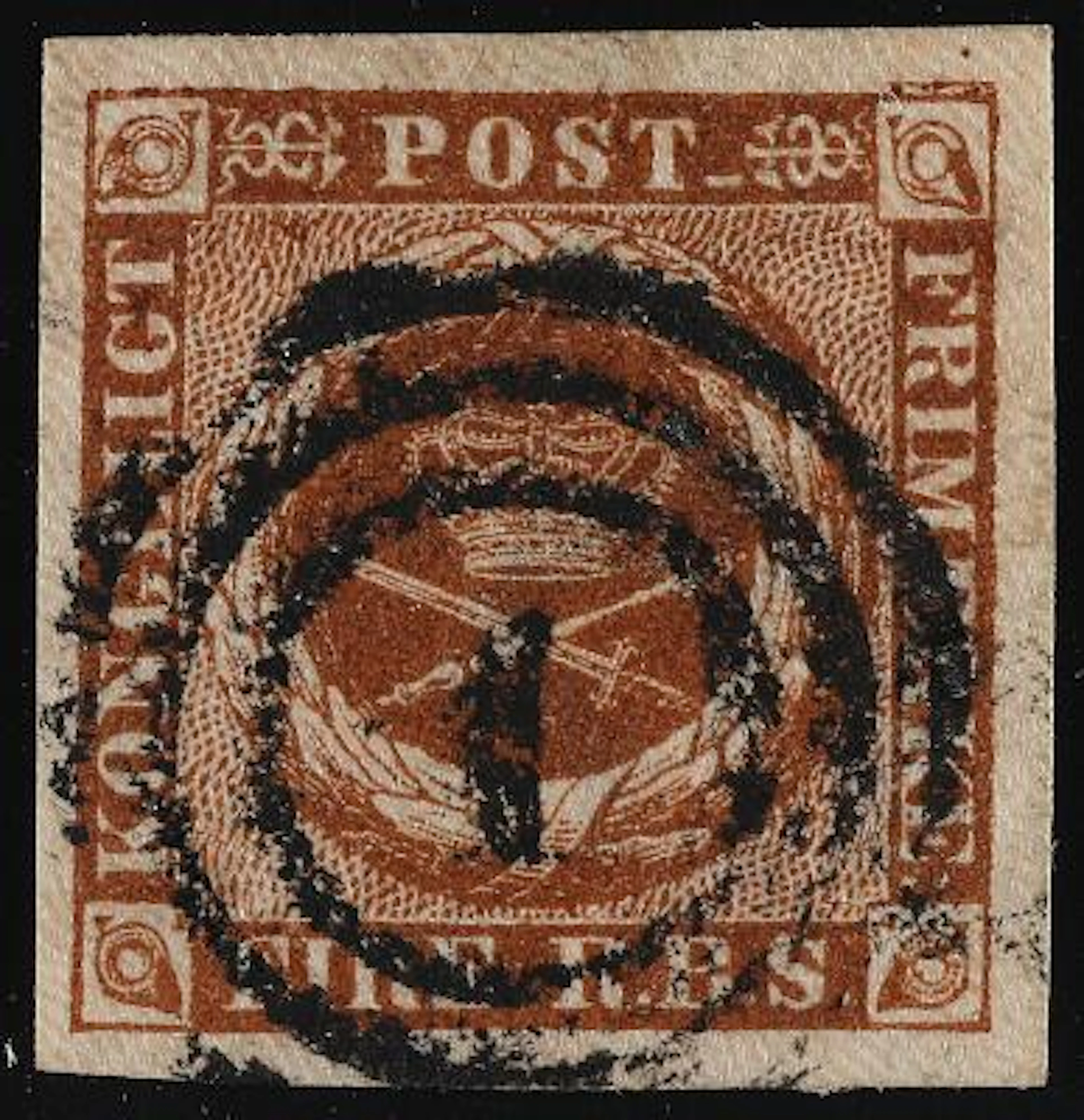 1854. 4 RBS, light nut brown. Thiele III. Plate IV, pos. 6. Very beautiful