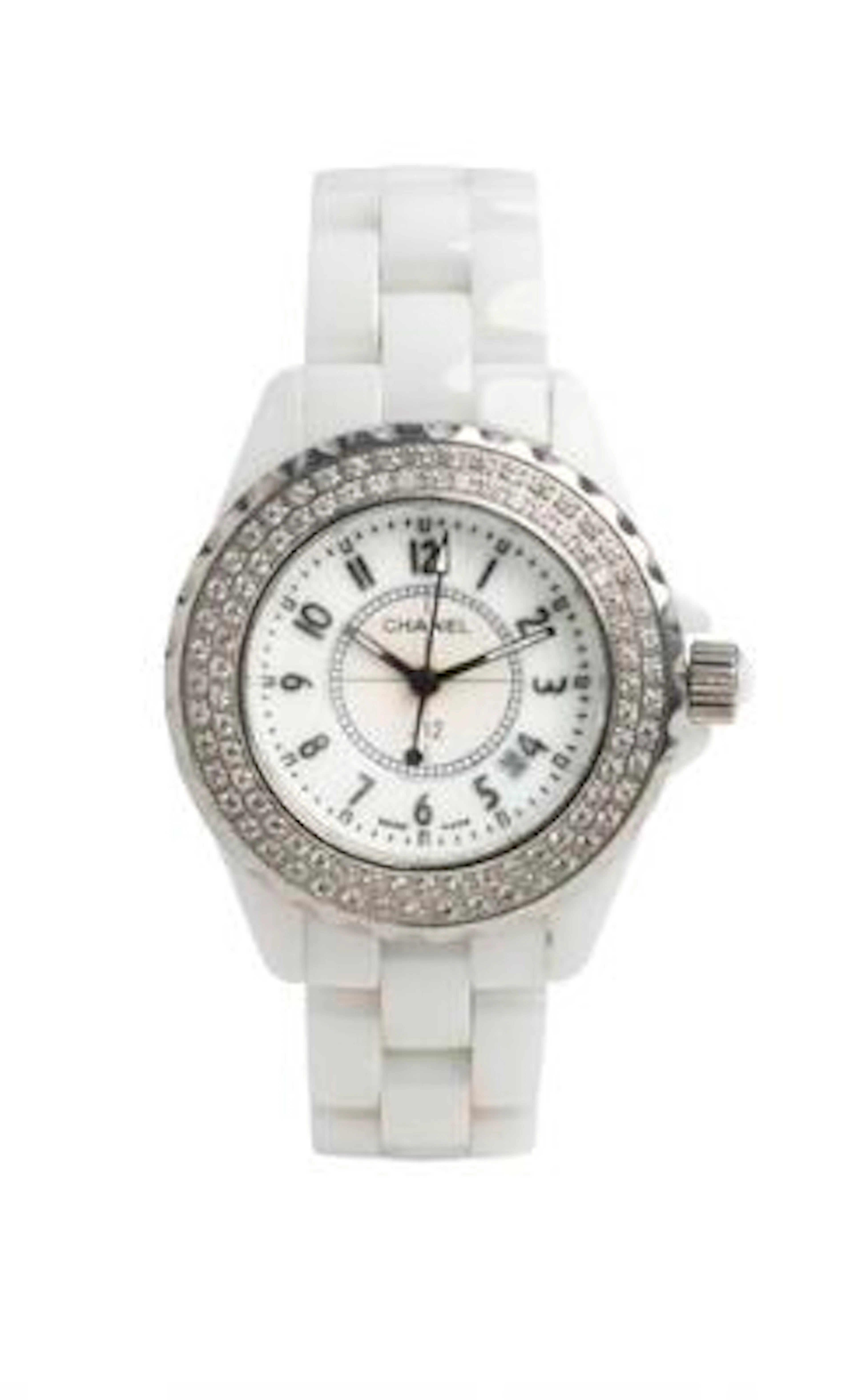 Chanel: J12 of ceramic and steel. Quartz movement with date indication.