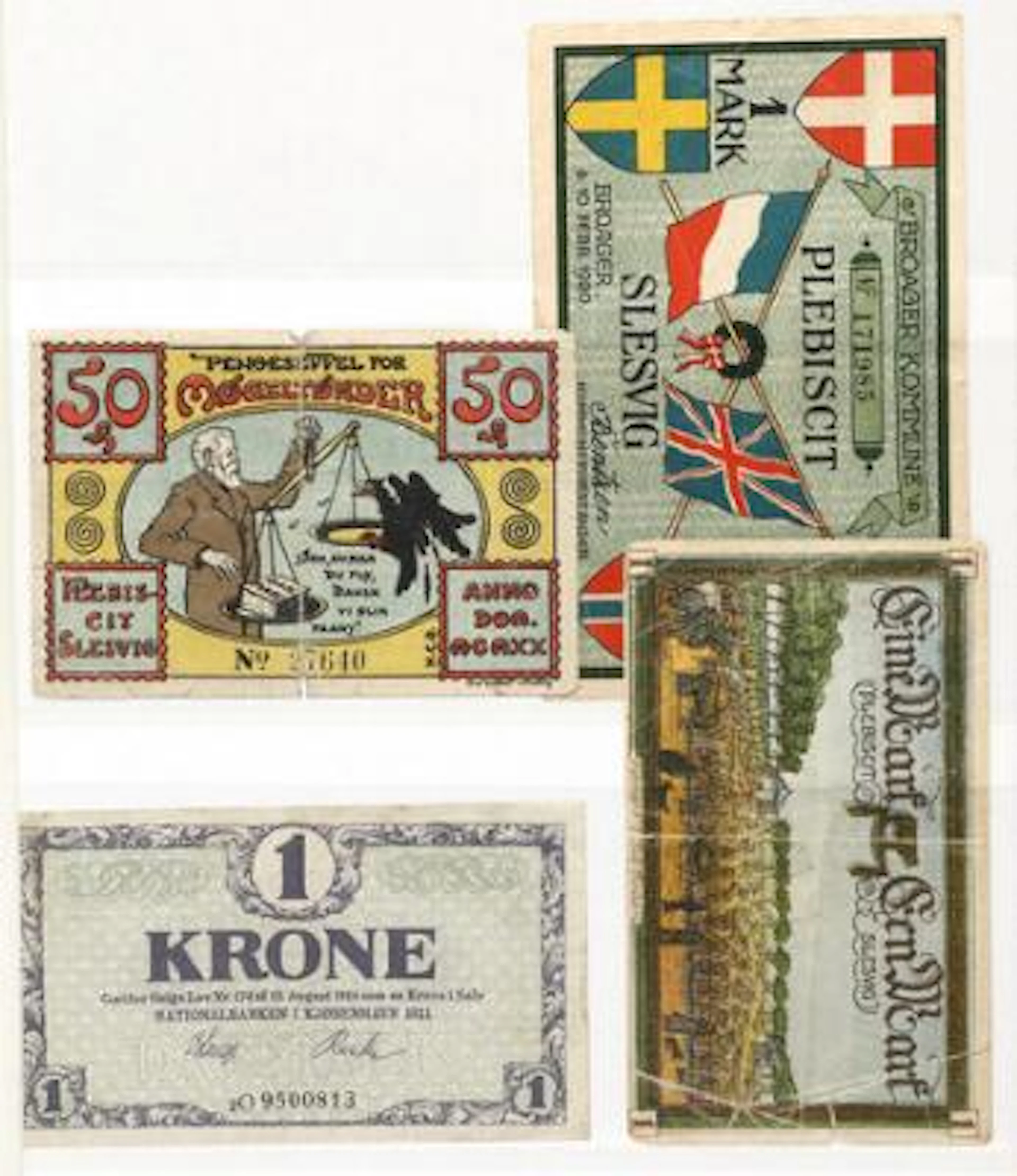 Large and small album with a collection of various Danish and foreign