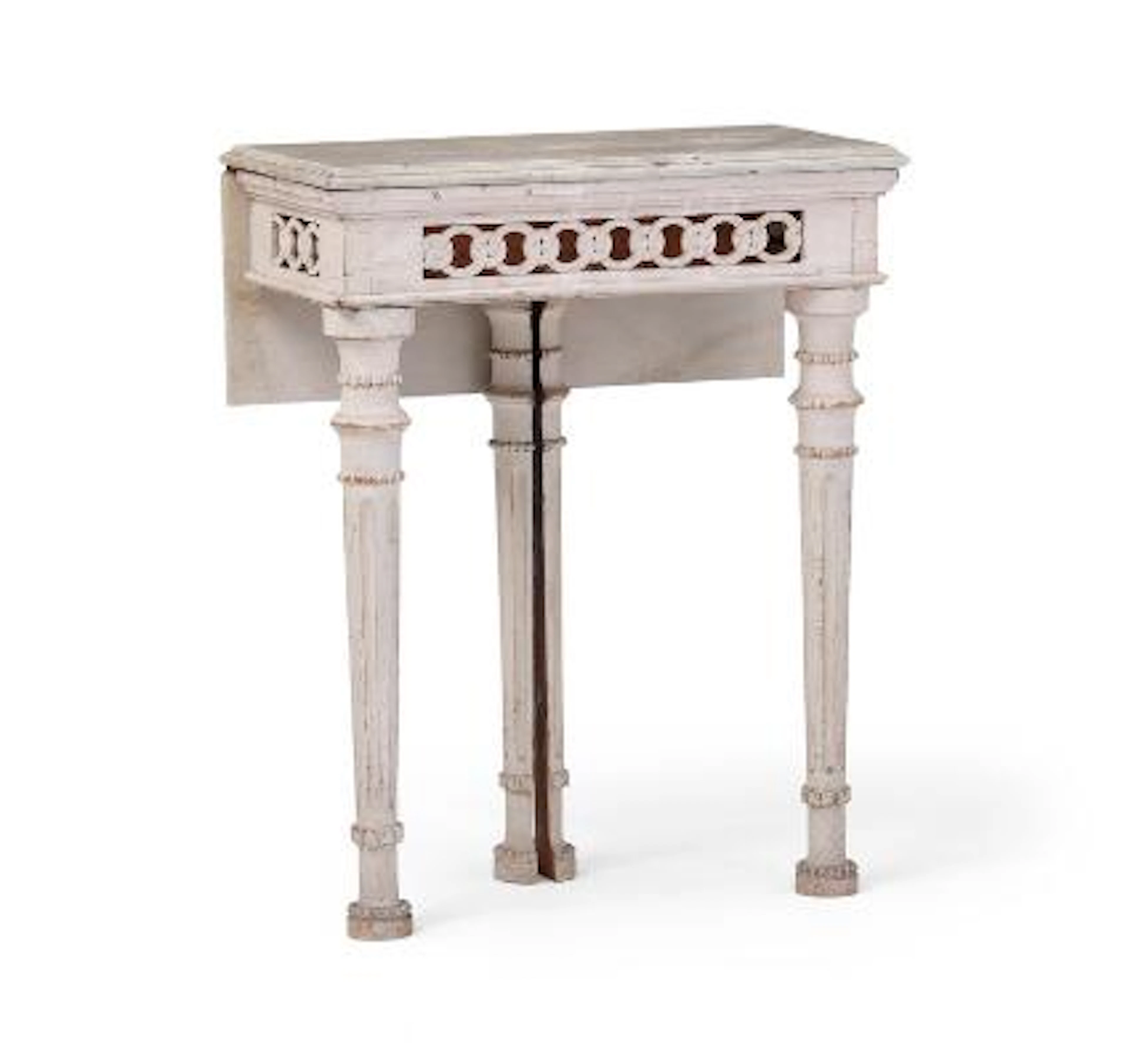 Louis XVI folding table in painted wood, decorated with pierced frieze