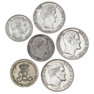 Frederik VI-Christian IX, collection og coins incl. Danish West Indies