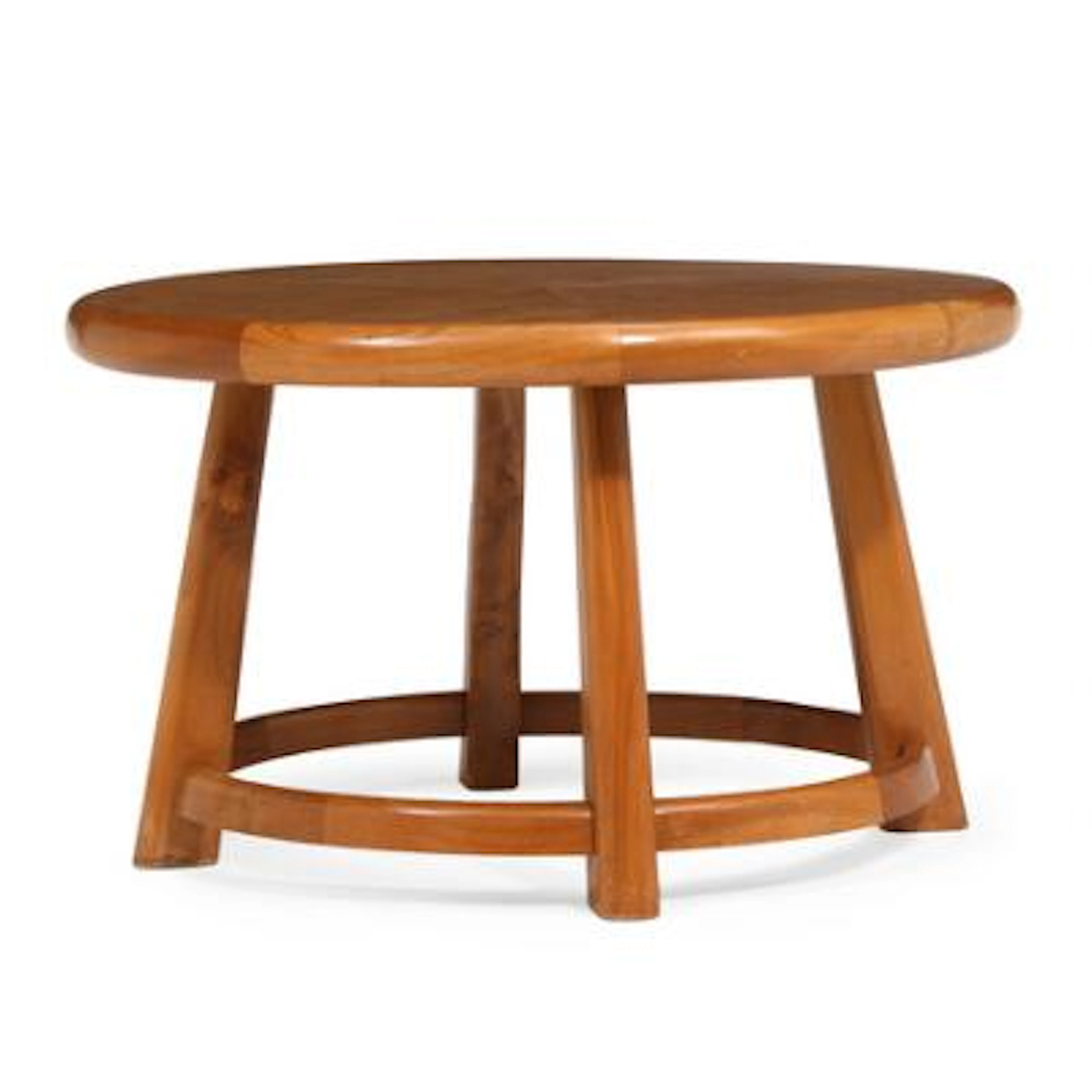 Coffee table made of elm wood with mirror-cut veneer on the tabletop.
