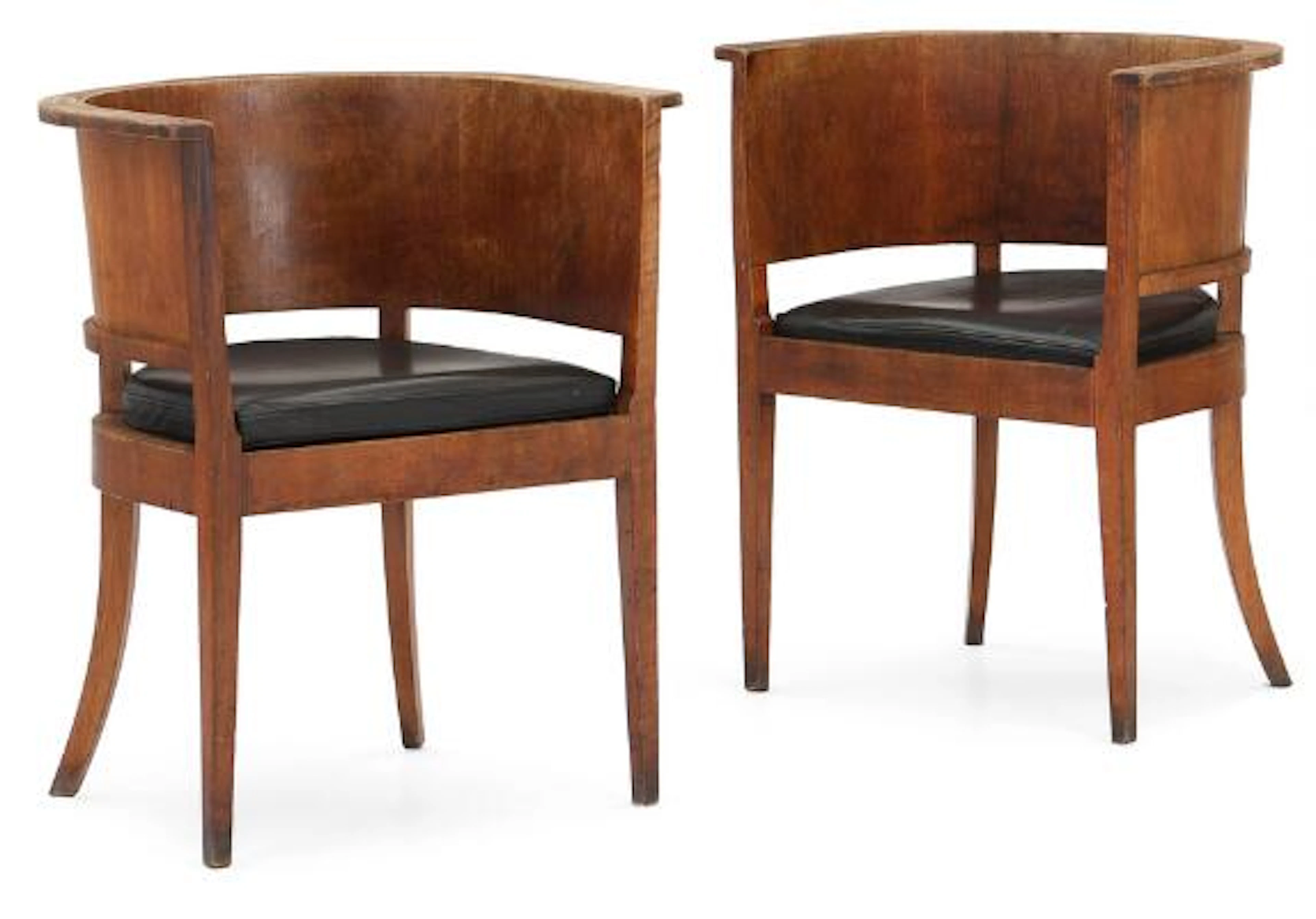 Kay Fisker: A pair of rare Cuban mahogany armchairs. Seat cushion
