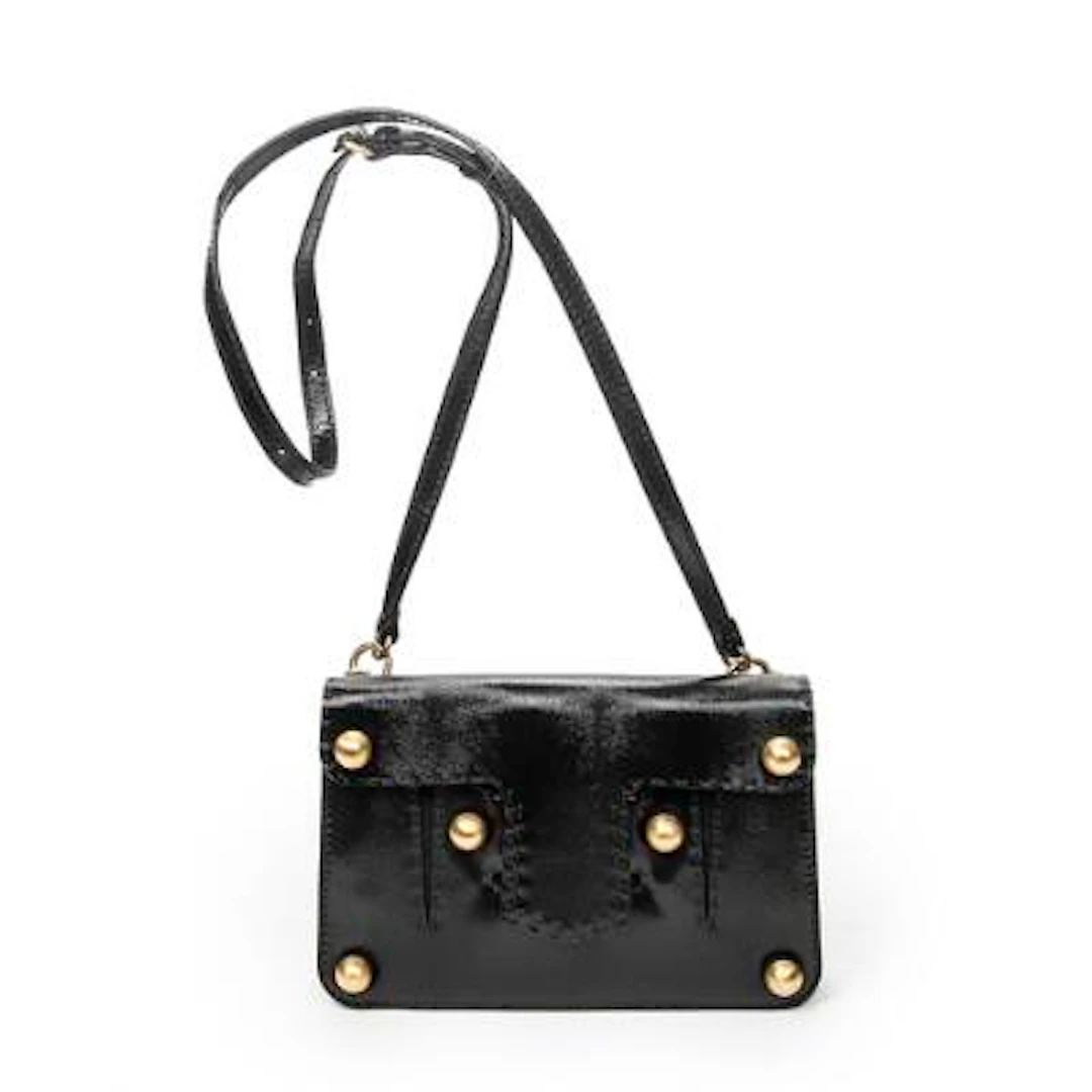 Fendi: A "Secret Code Crossbody" bag of black patent leather with