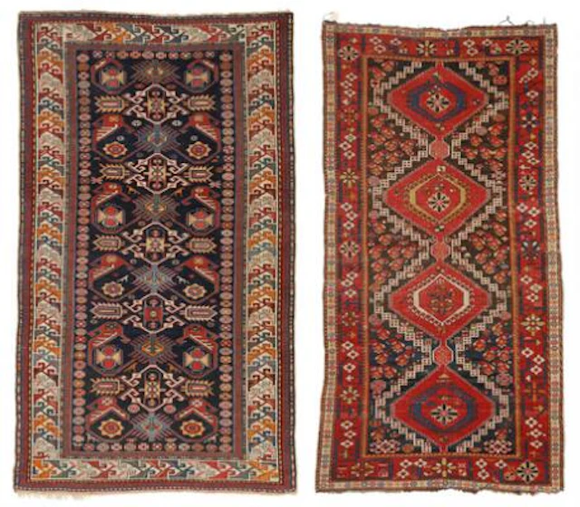 Two antique Shirvan rugs, Caucasus. 232 x 120 cm. 206 x 122 cm. C.