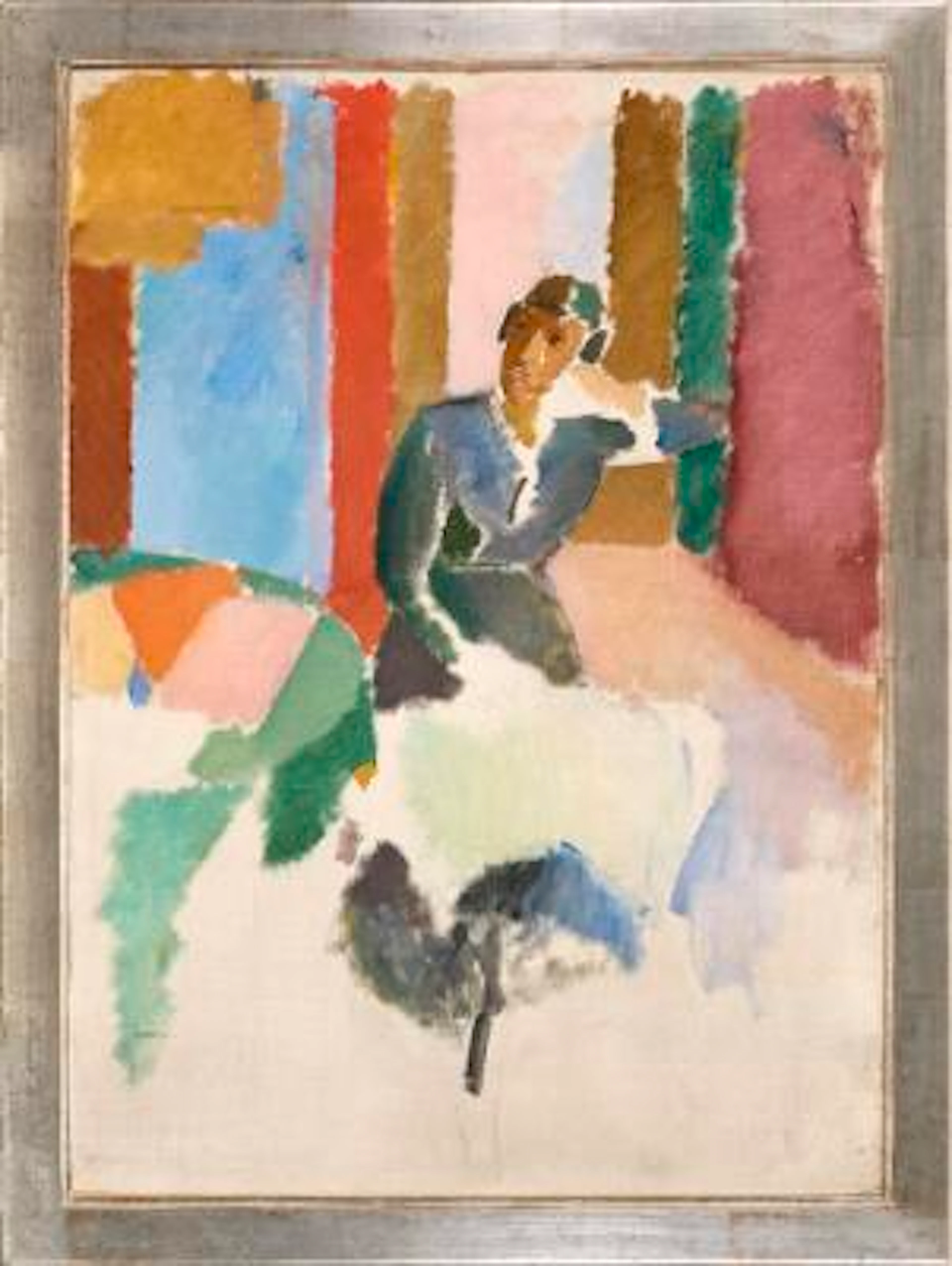 Karl Isakson: Seated woman in black dress, 1918-19. Unsigned. Oil