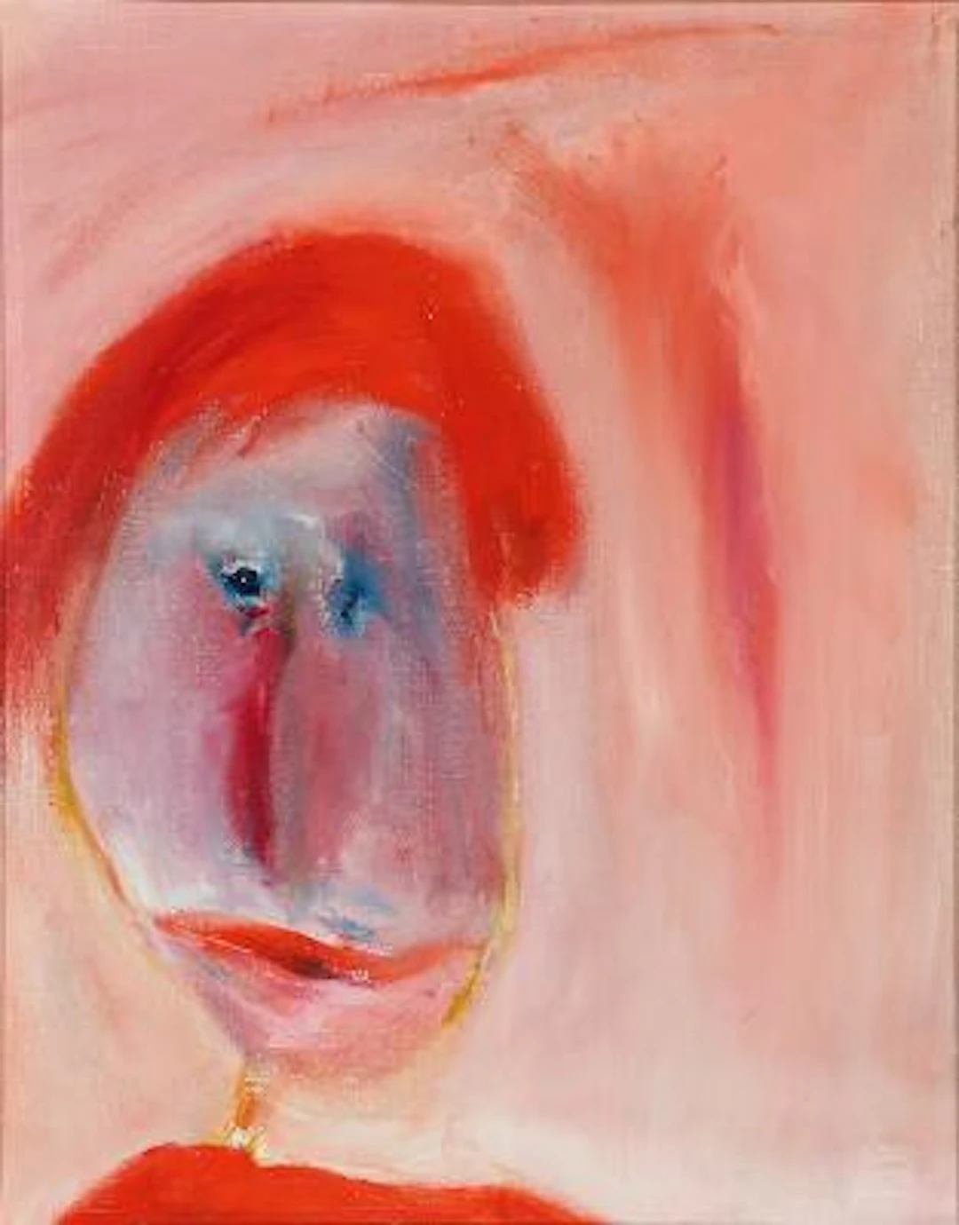 Leif Lage: Light pink portrait, 1970. Signed and dated on the reverse.