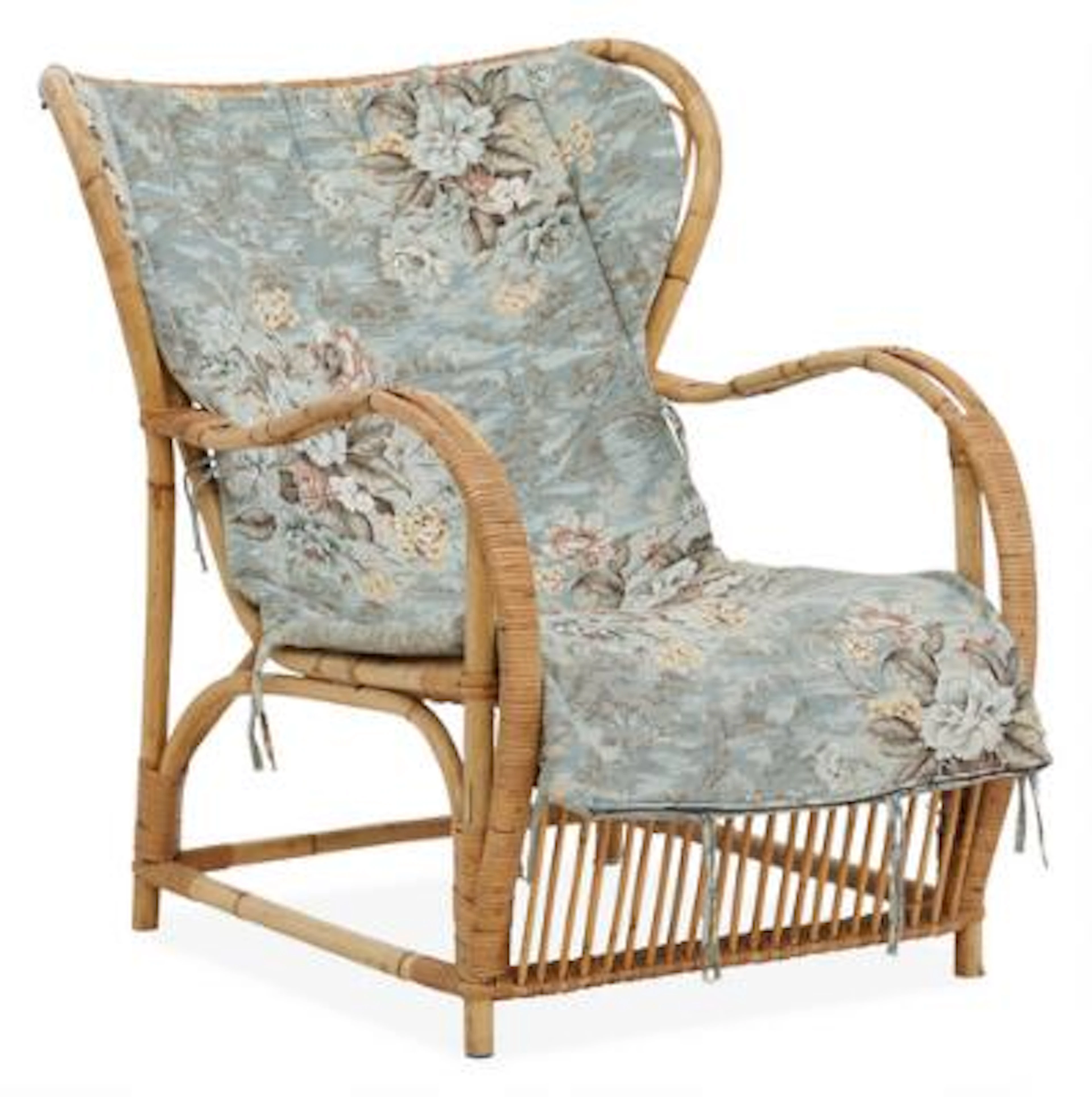 Viggo Boesen: Rattan and wicker easy chair. Loose cushion upholstered