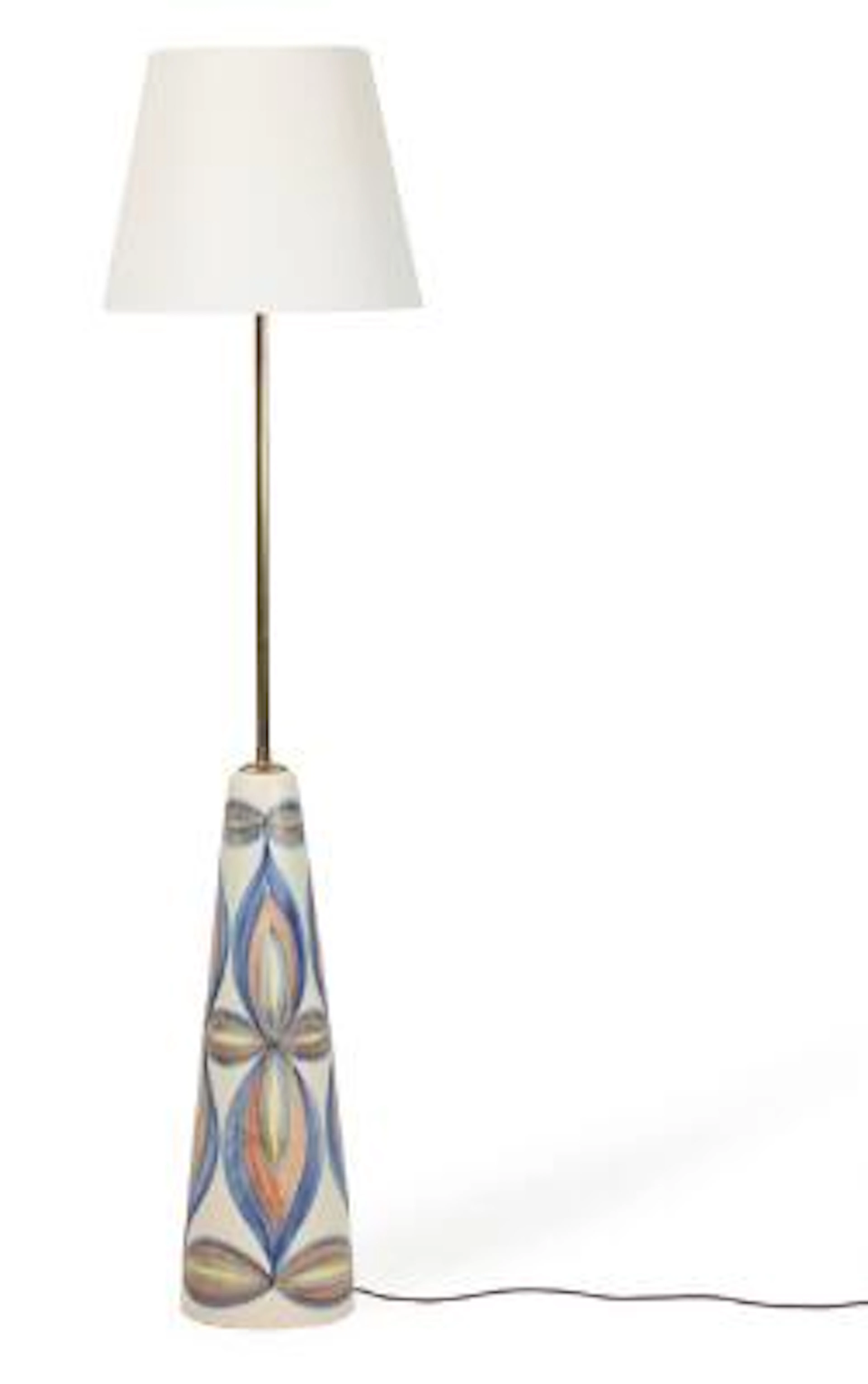 Rigmor Nielsen: Floor lamp with brass rod, mounted on conical ceramic