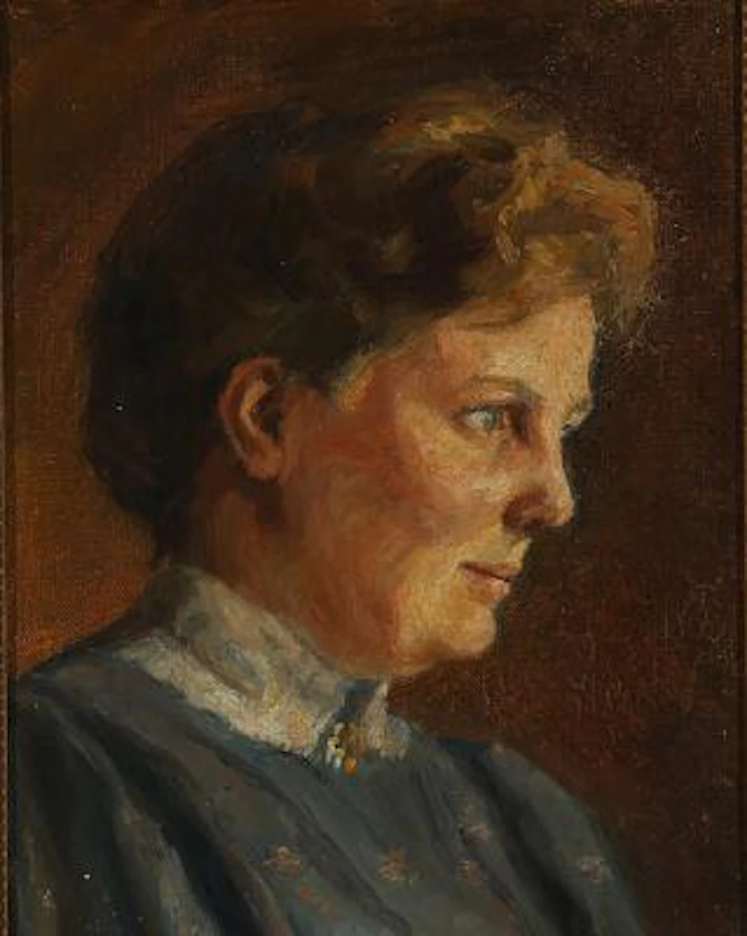 Olga Juhler Meyer: Artist's self-portrait. Unsigned. Oil on canvas.