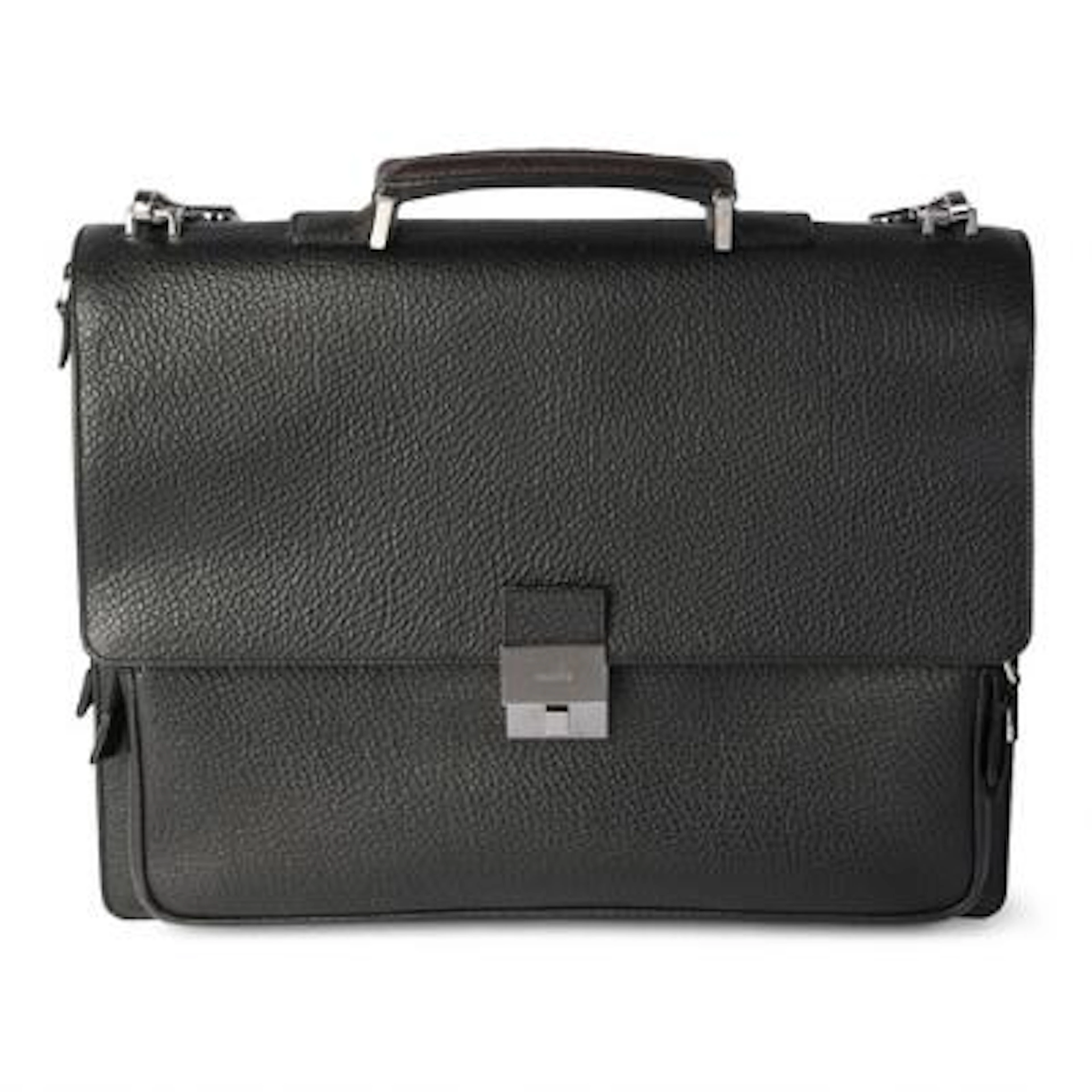 Gucci: A briefcase/bag in black leather with silver tone hardware