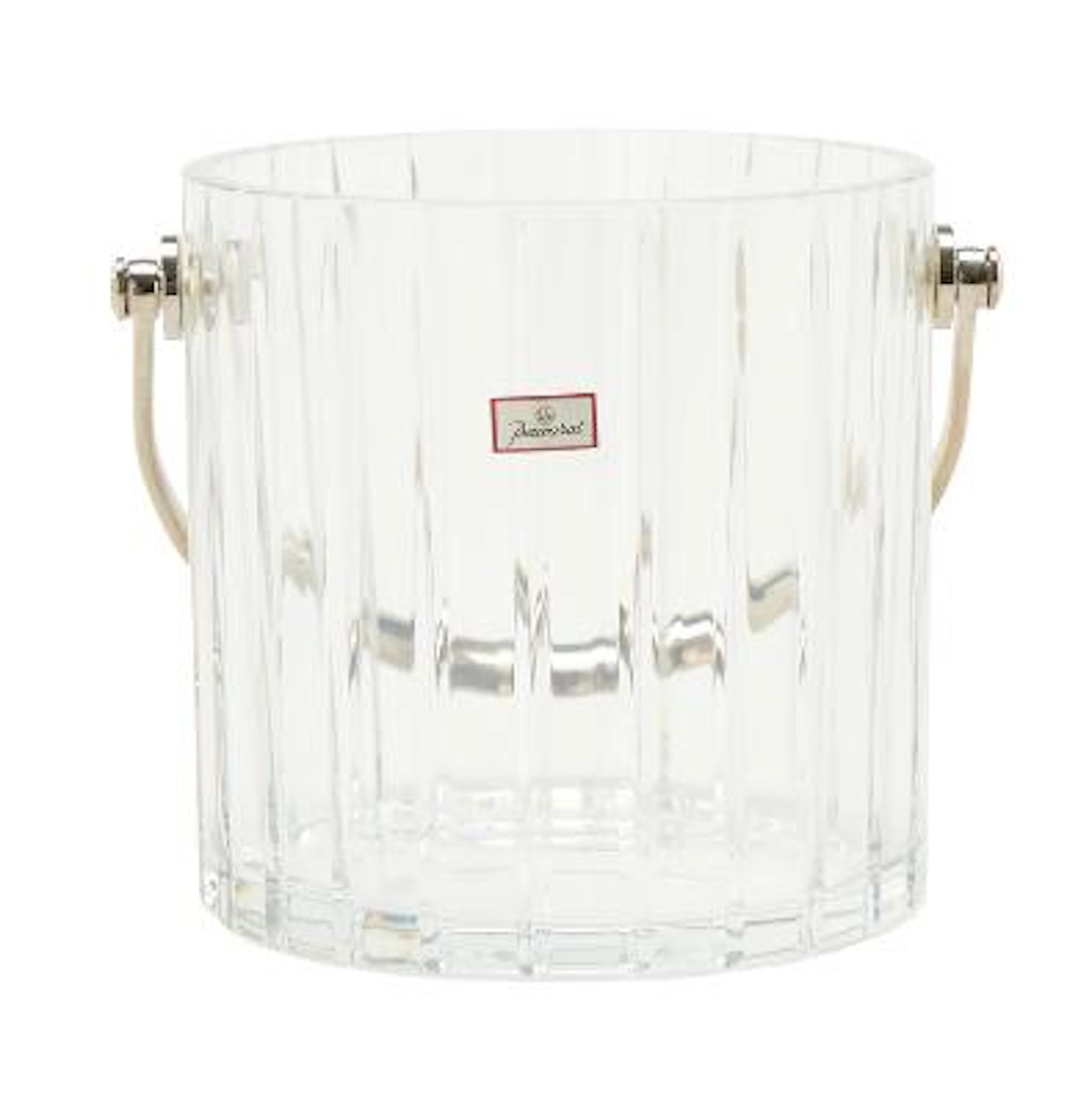 Baccarat crystal glass ice bucket with steel handle. H. excl. handle