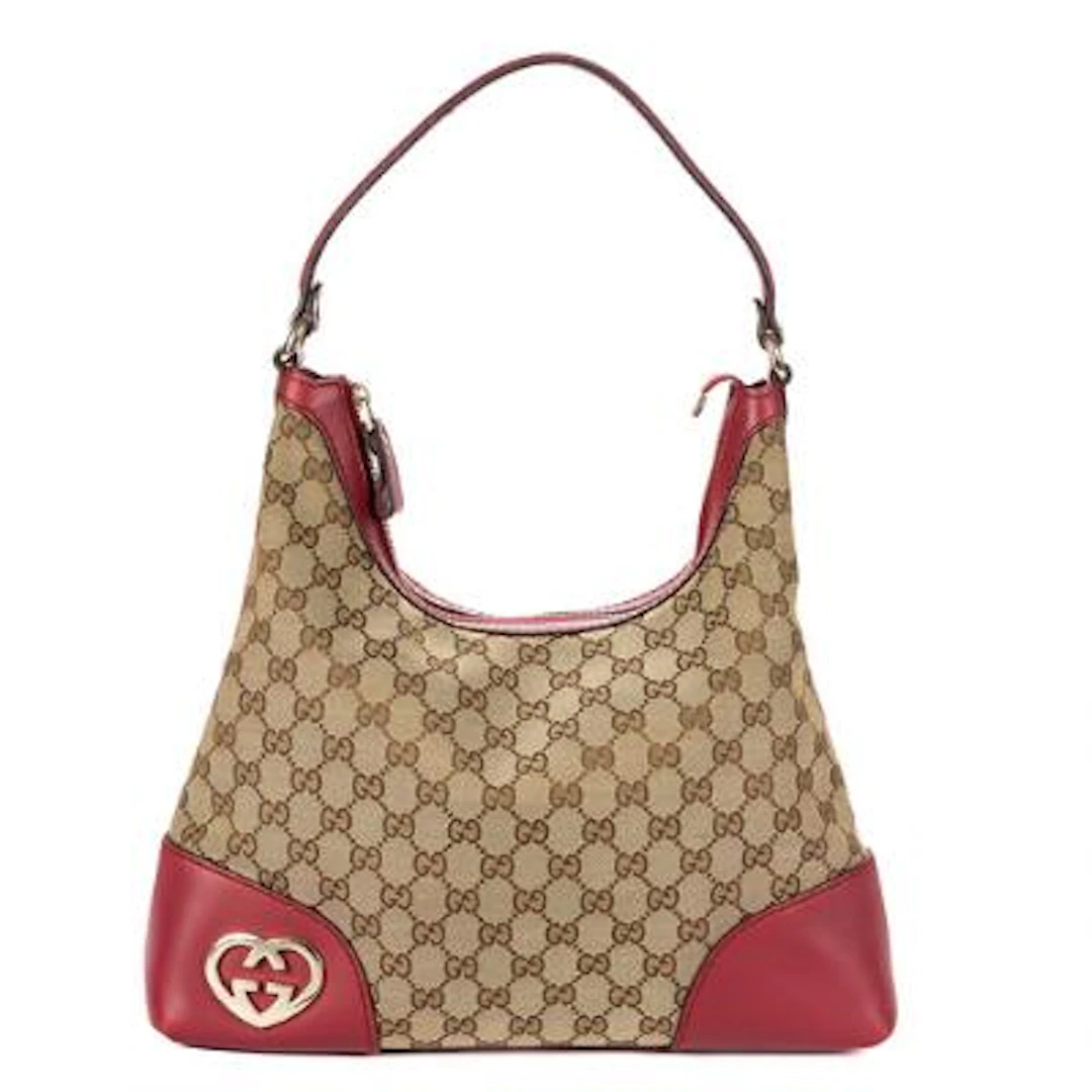 Gucci: A "Lovely Heart" bag in beige and brown "GG" monogram canvas