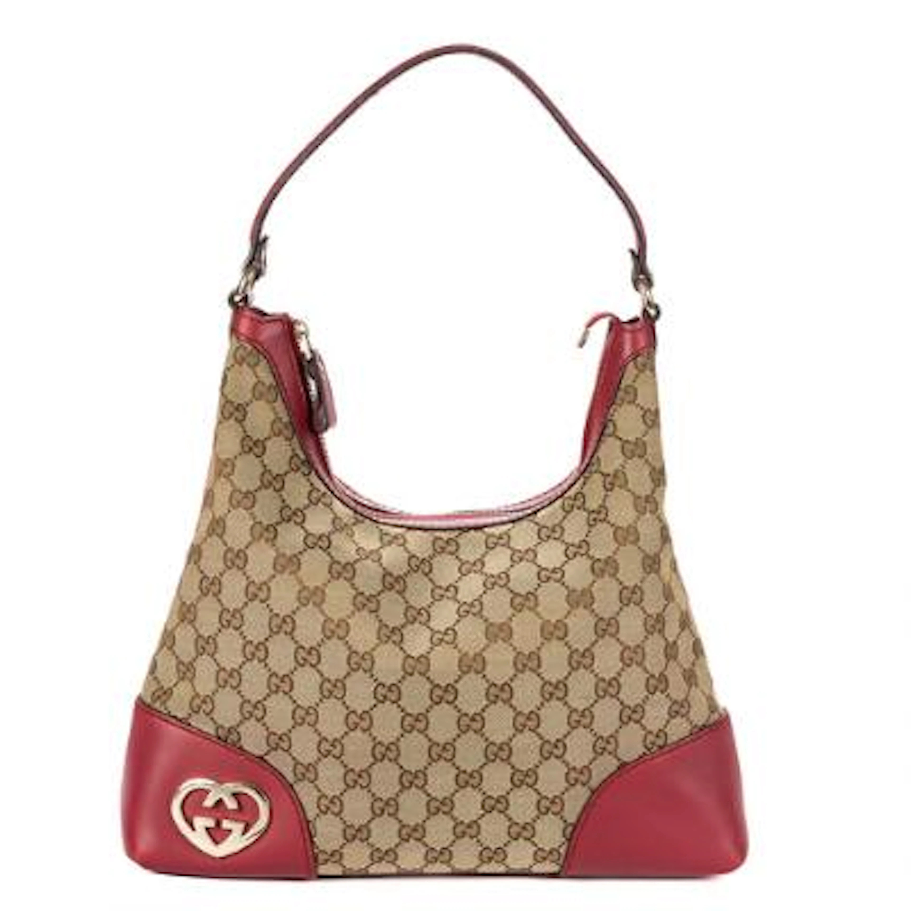 Gucci: A "Lovely Heart" bag in beige and brown "GG" monogram canvas