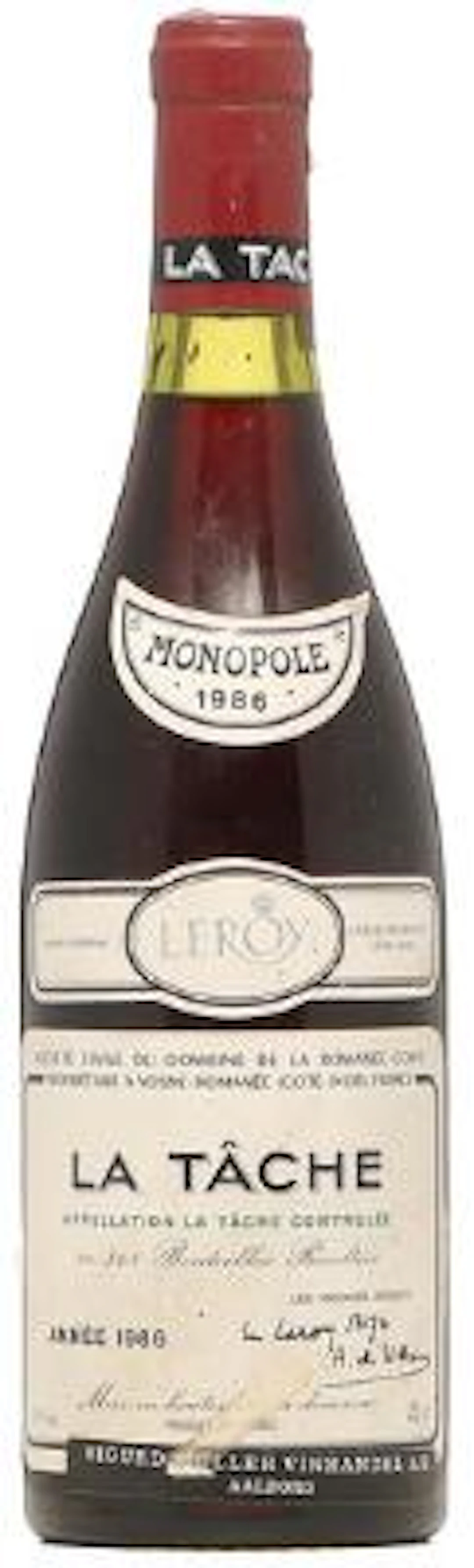 1 bt. La Tache Grand Cru, Domaine de la Romanée Conti 1986 A (hf/in).