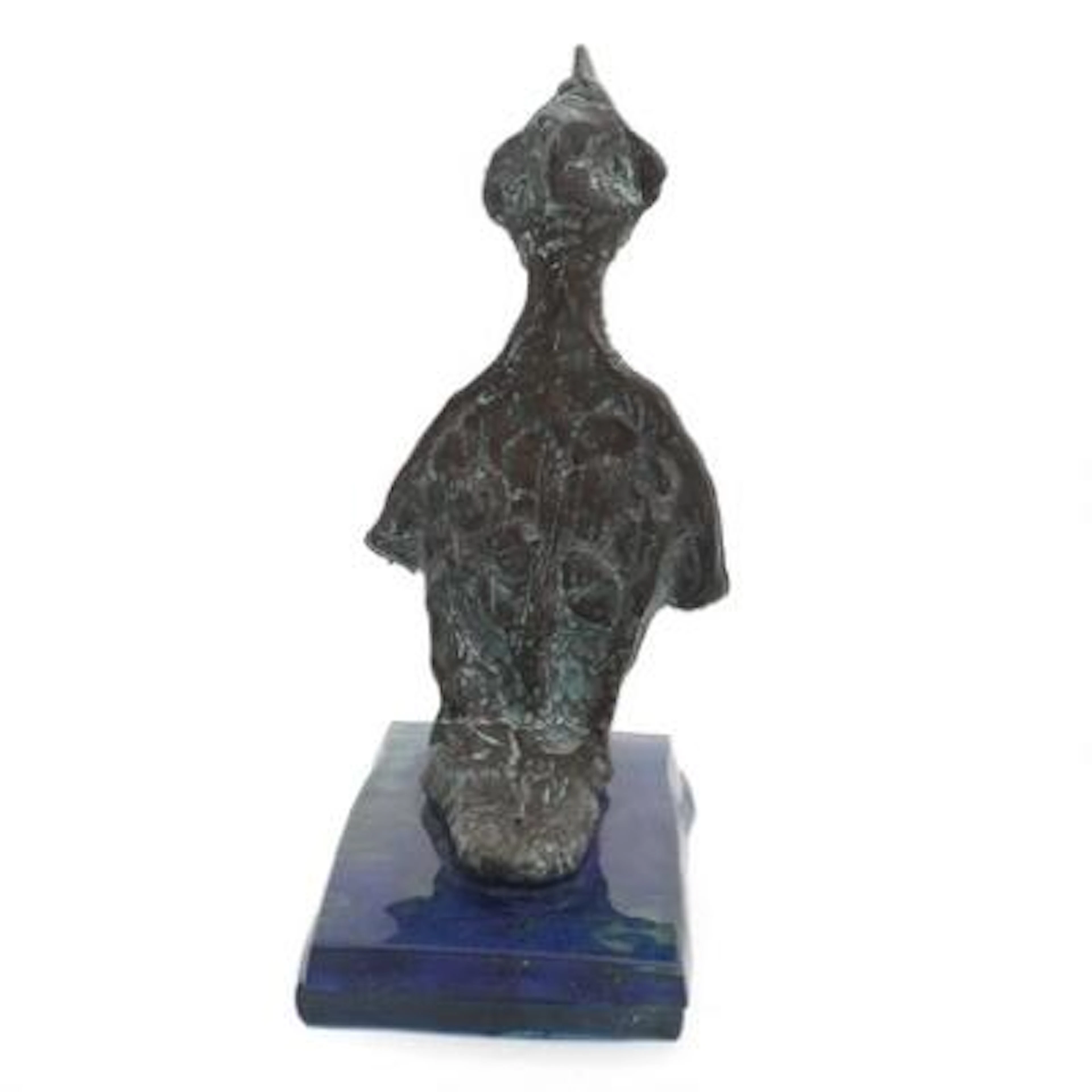 Carl-Henning Pedersen: Seated figure. Unsigned. Patinated bronze on