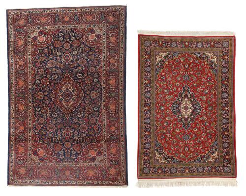 Two Keshan rugs, Persia. Both medallion design. Second 20th century.