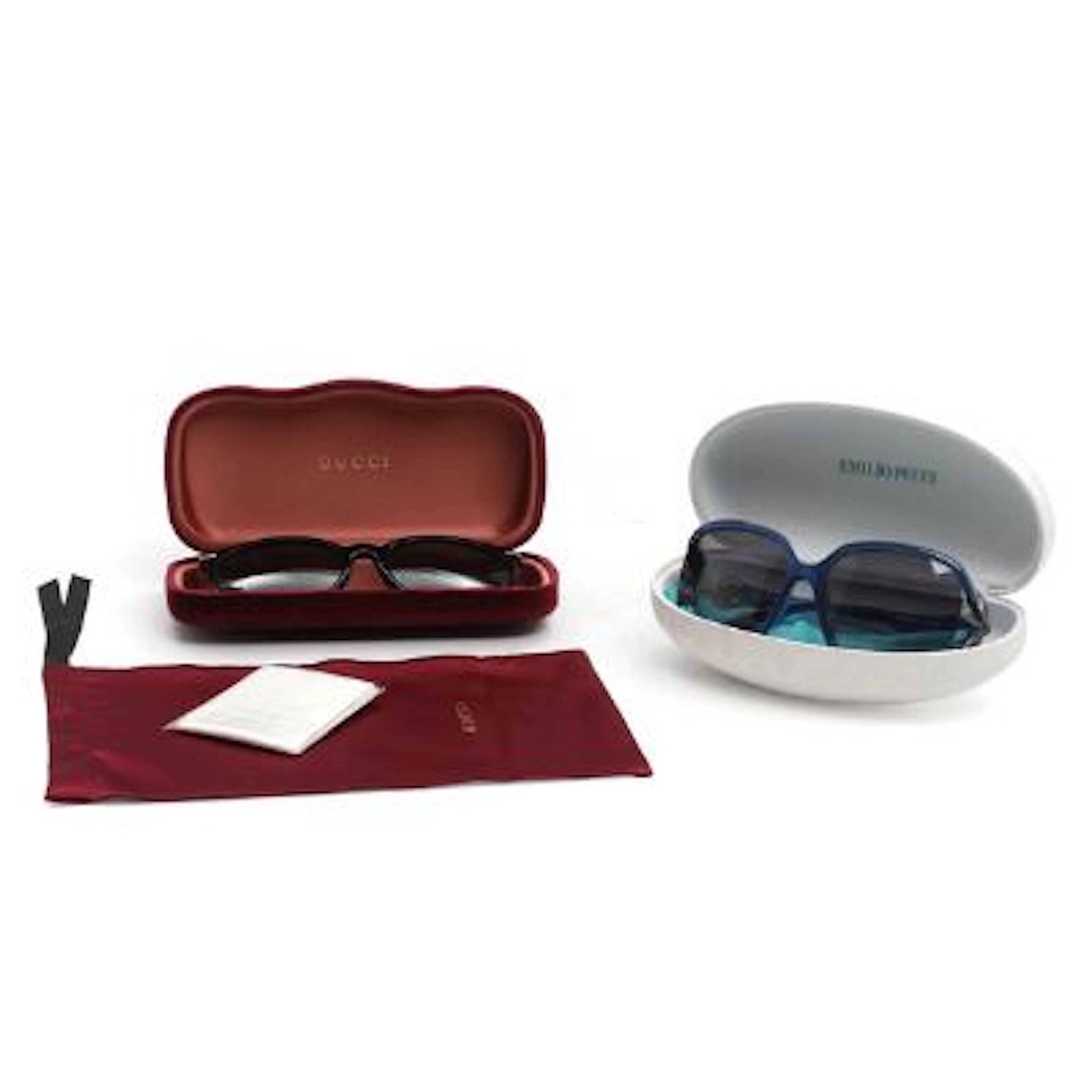 Gucci, Emilio Pucci: Two pairs of acetate sunglasses with original