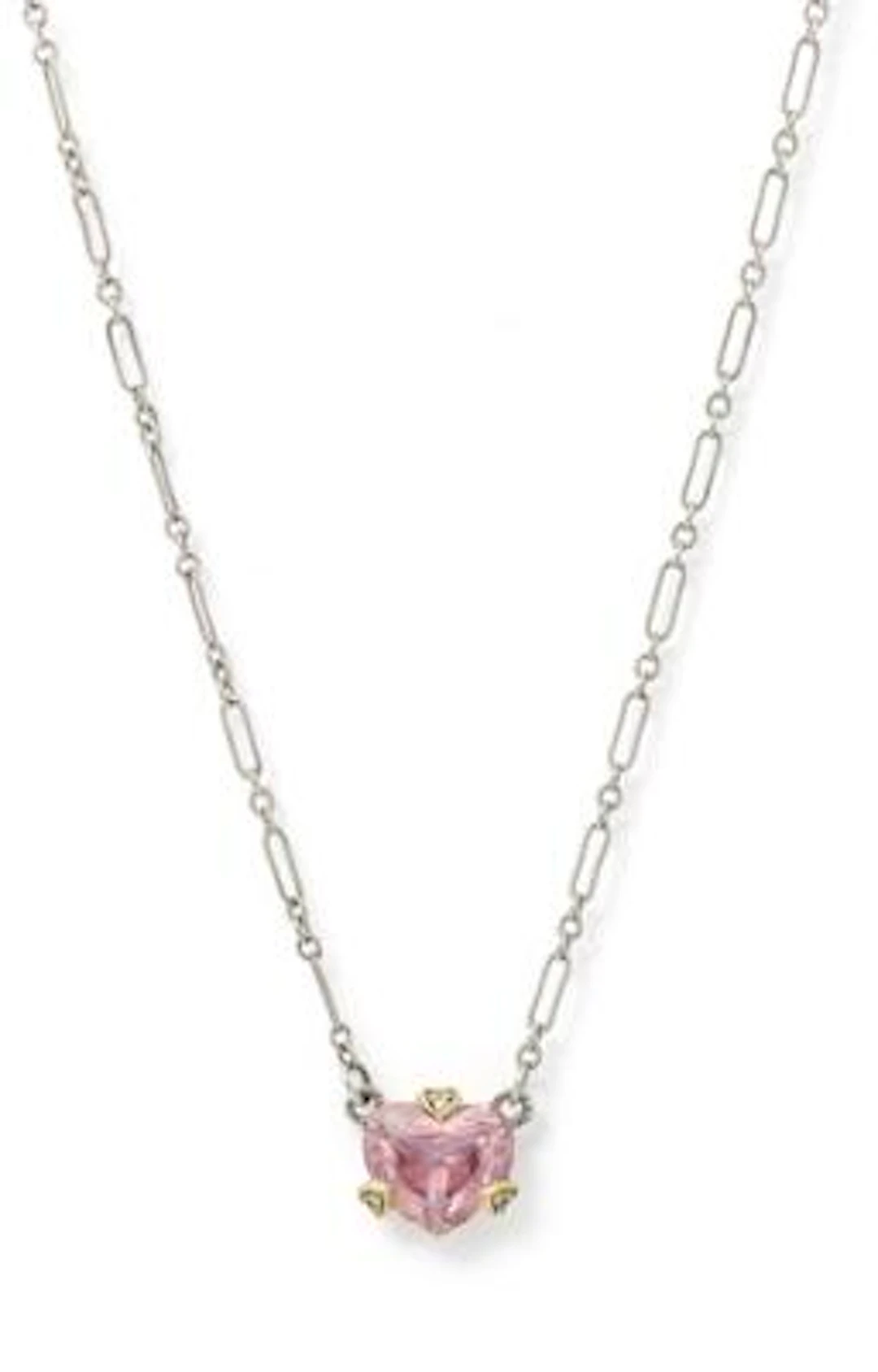 Heart-cut pendant set with a cubic zirconia and diamonds, mounted