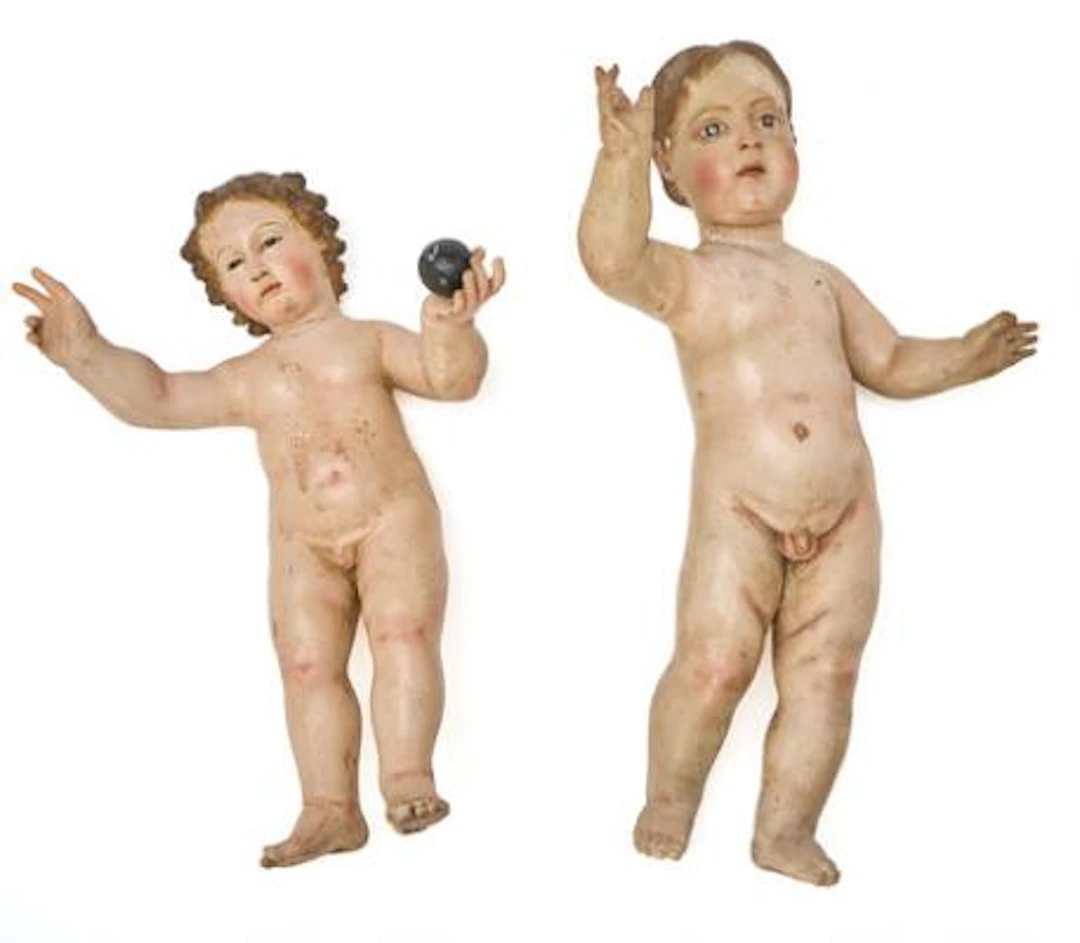 Two Italian figures in painted terracotta in the form of Christ. 18/19th