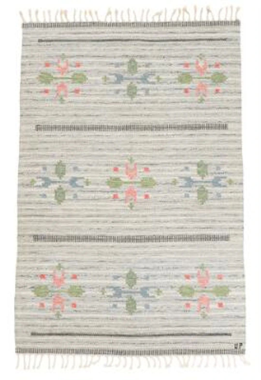 Ulla Parkdal: Handwoven wool carpet in “rölakan” flatweave technique.