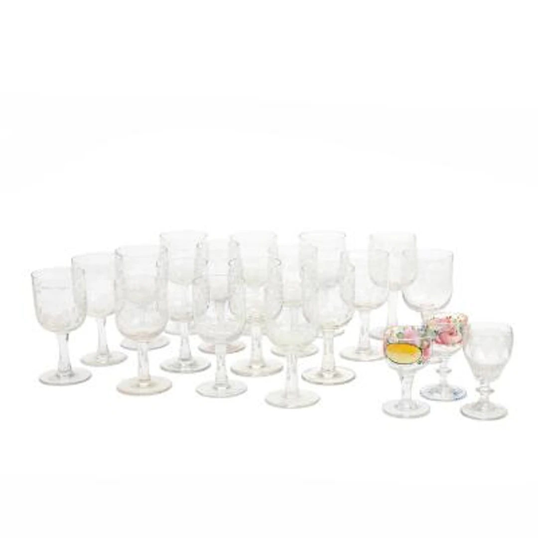 17 commemorative glasses from Kastrup Glassworks a.o. 19th–20th century.