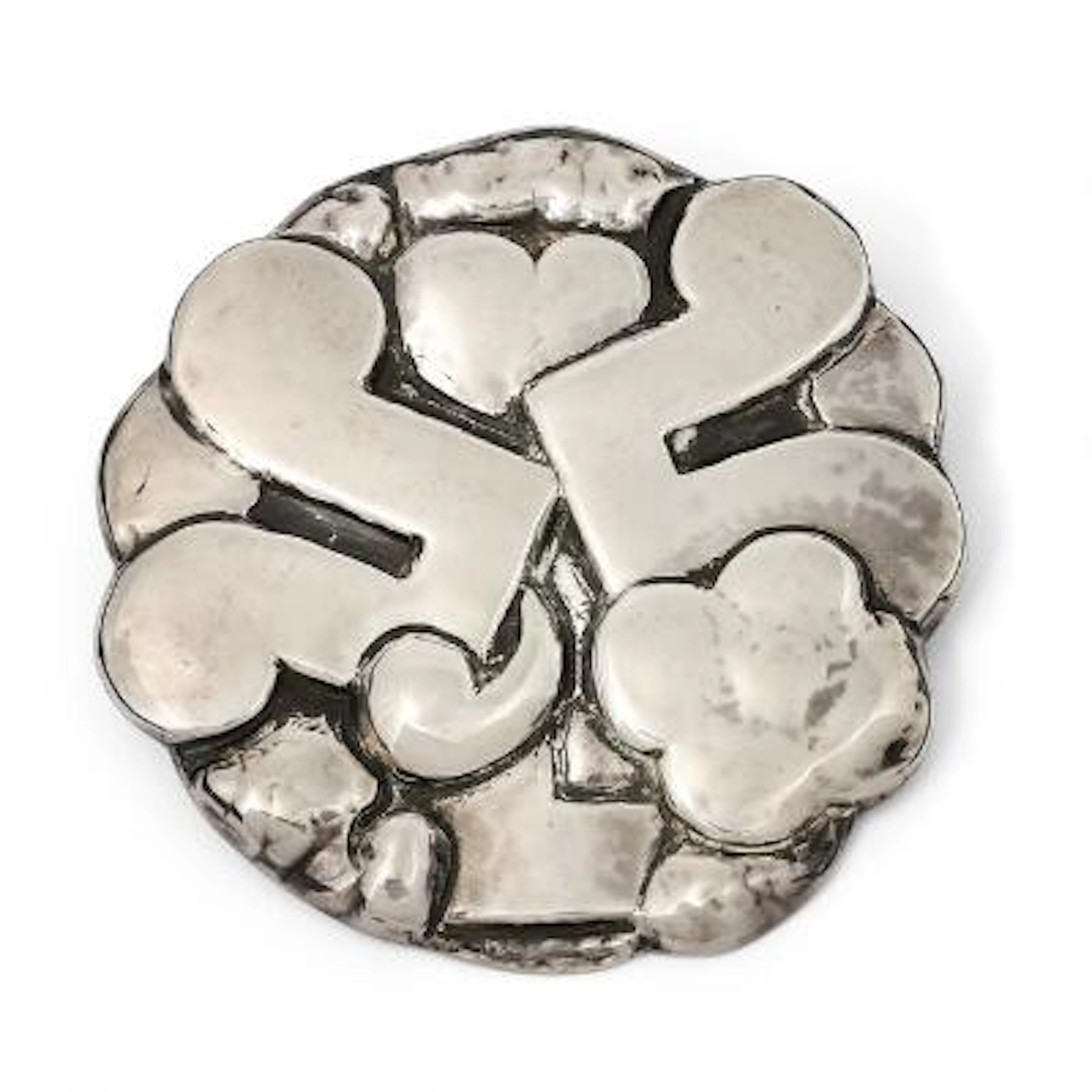 Thorvald Bindesbøll: A large, circular silver brooch with stylized