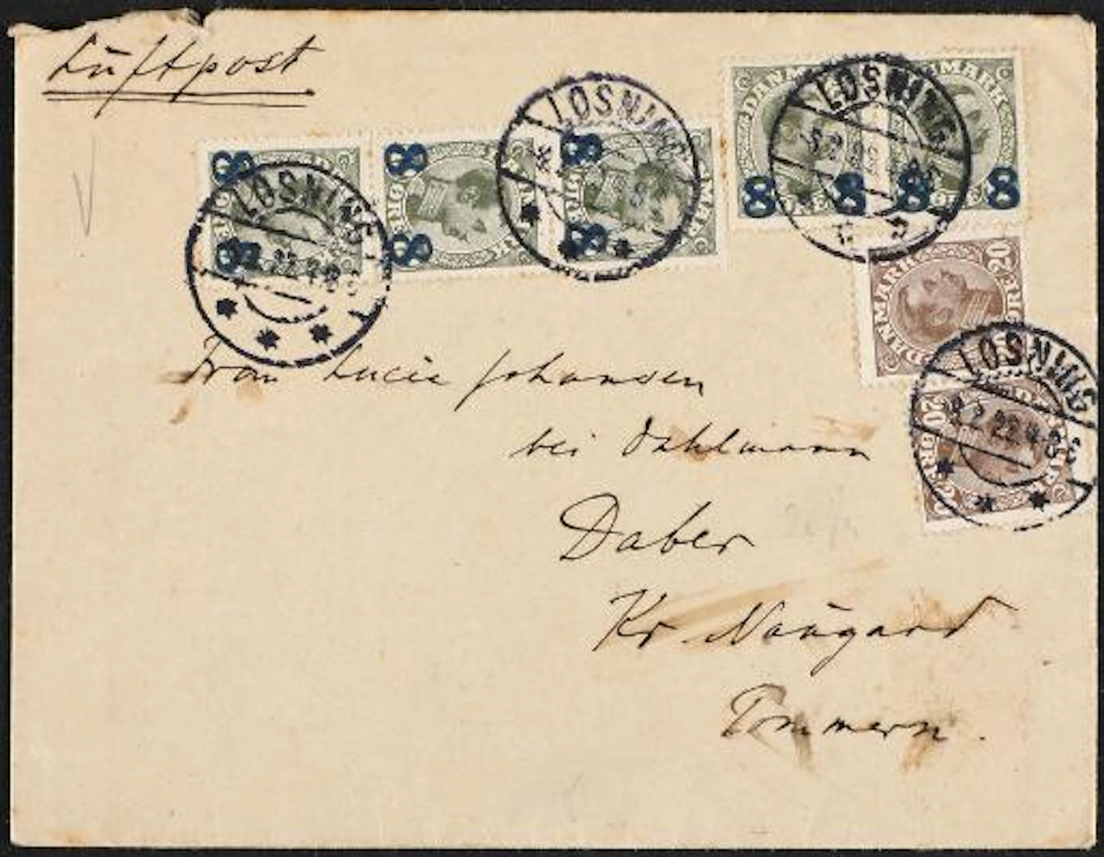 1921. Surcharge. 8/12 Øre, olive (5) and Christian X. 20 Øre, brown