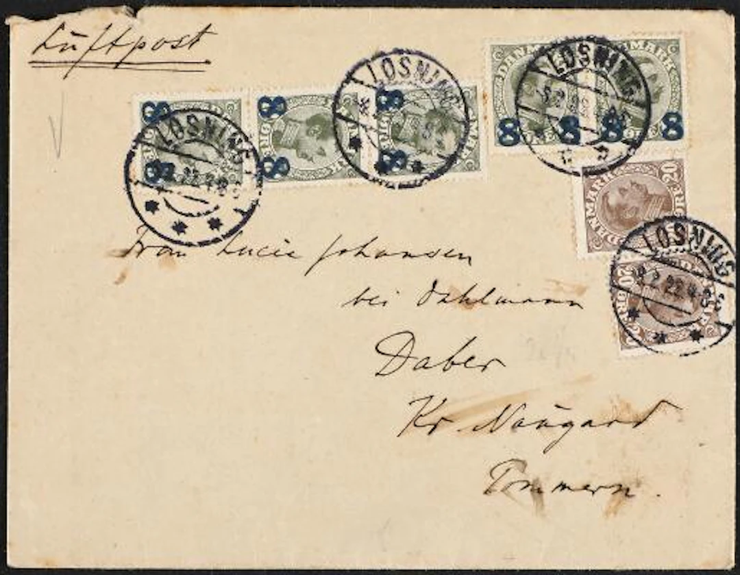 1921. Surcharge. 8/12 Øre, olive (5) and Christian X. 20 Øre, brown