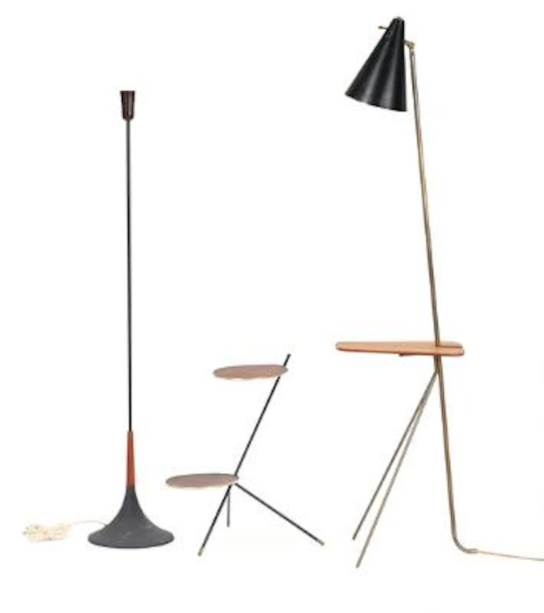 Svend Aage Holm Sørensen a.o.: Two floor lamps and a plant table of