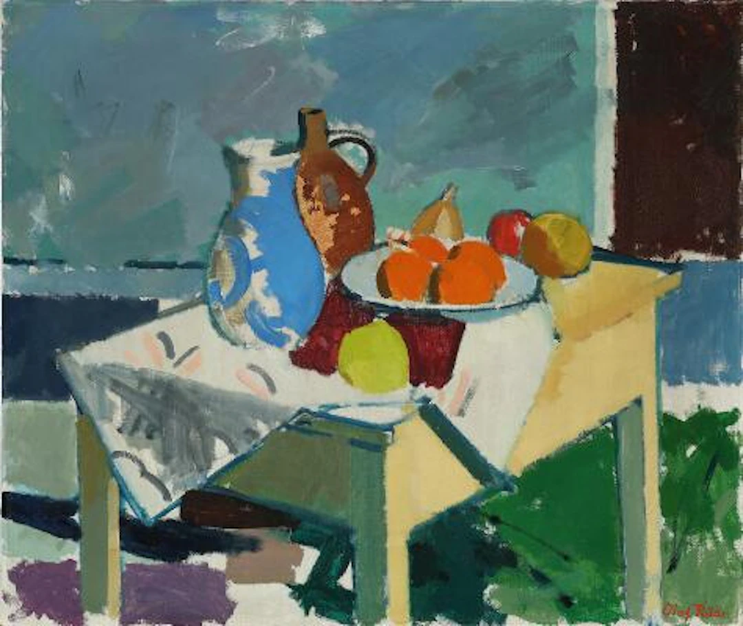 Olaf Rude: Still life. Signed Olaf Rude. Oil on canvas. 86 x 100 cm.