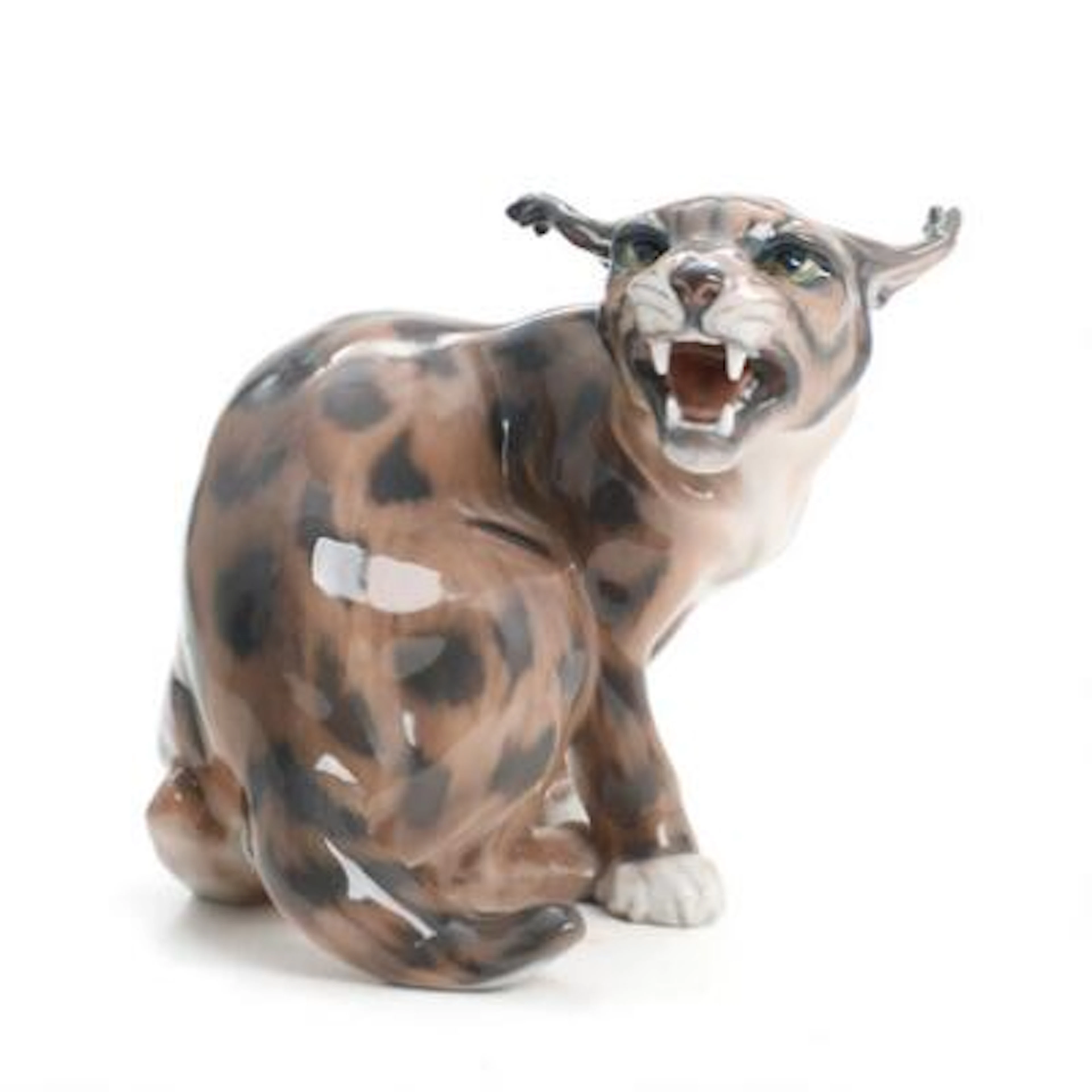 Jens Peter Dahl-Jensen: "Lynx". A porcelain figurine decorated in