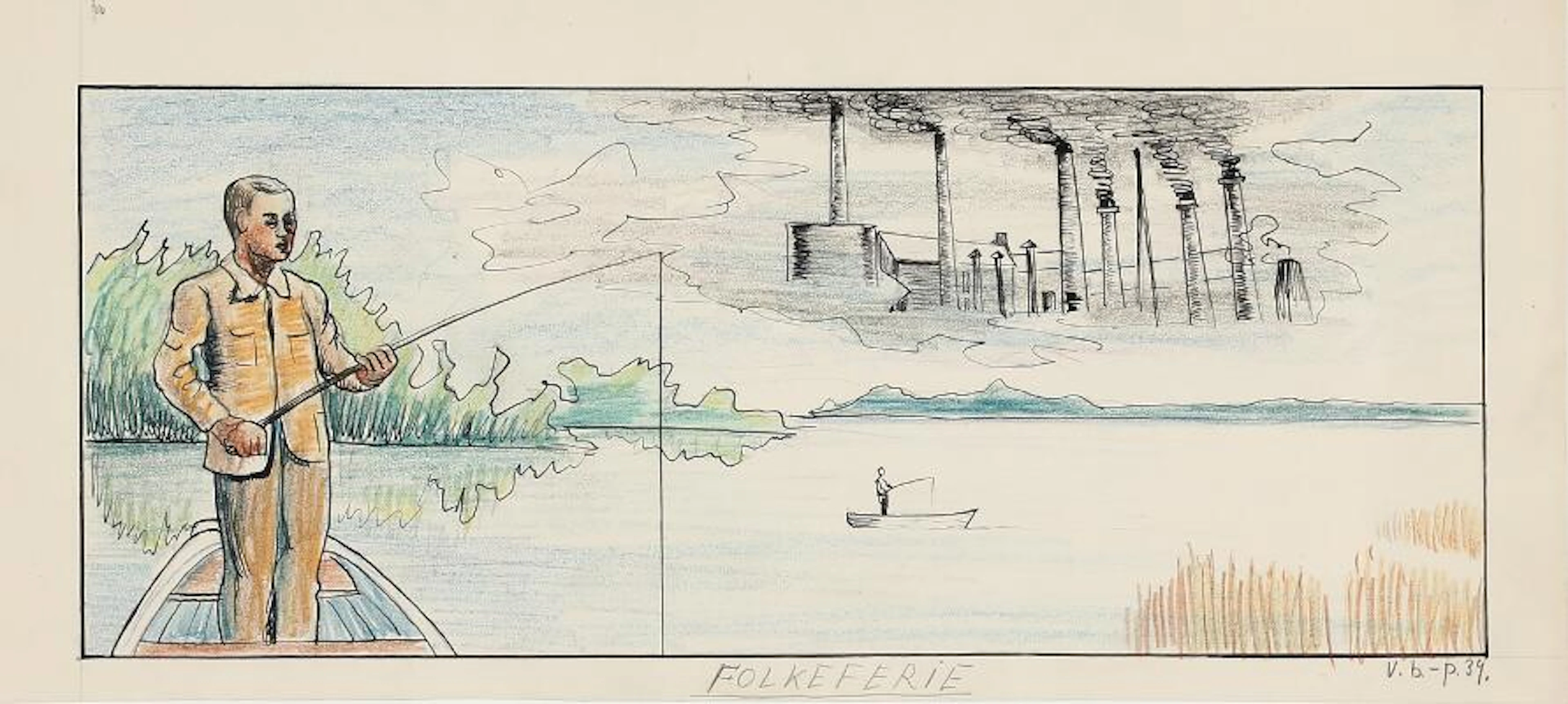Vilhelm Bjerke-Petersen: Surrealistic composition. "Folkeferie", 1939.
