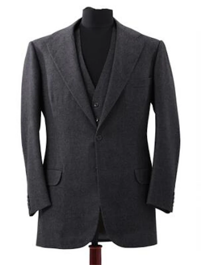 Alfred Alm: A mid-grey flannel jacket with matching waistcoat. 1980.