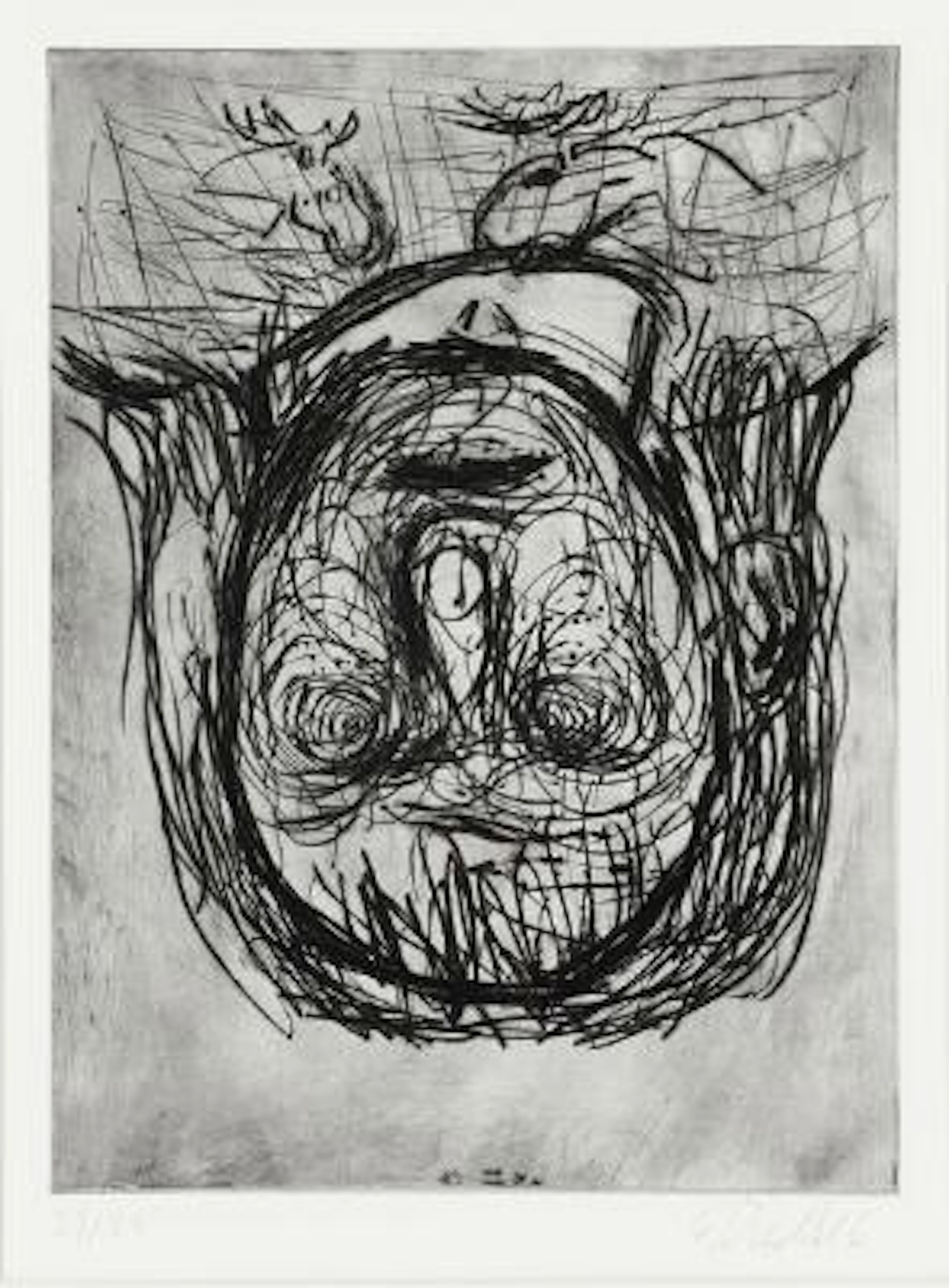 Georg Baselitz: "Norwegermädchen", 1986. Signed G. Baselitz 86, 23/25.