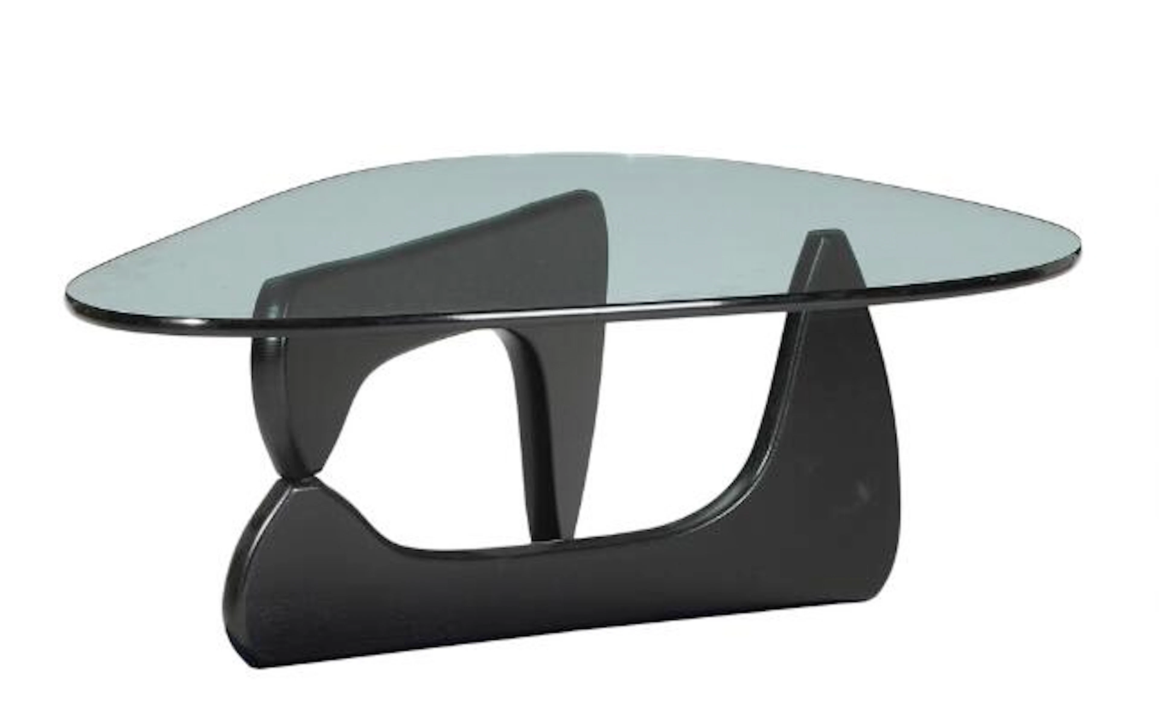 Isamu Noguchi: Sculptural coffee table with black lacquered ash frame