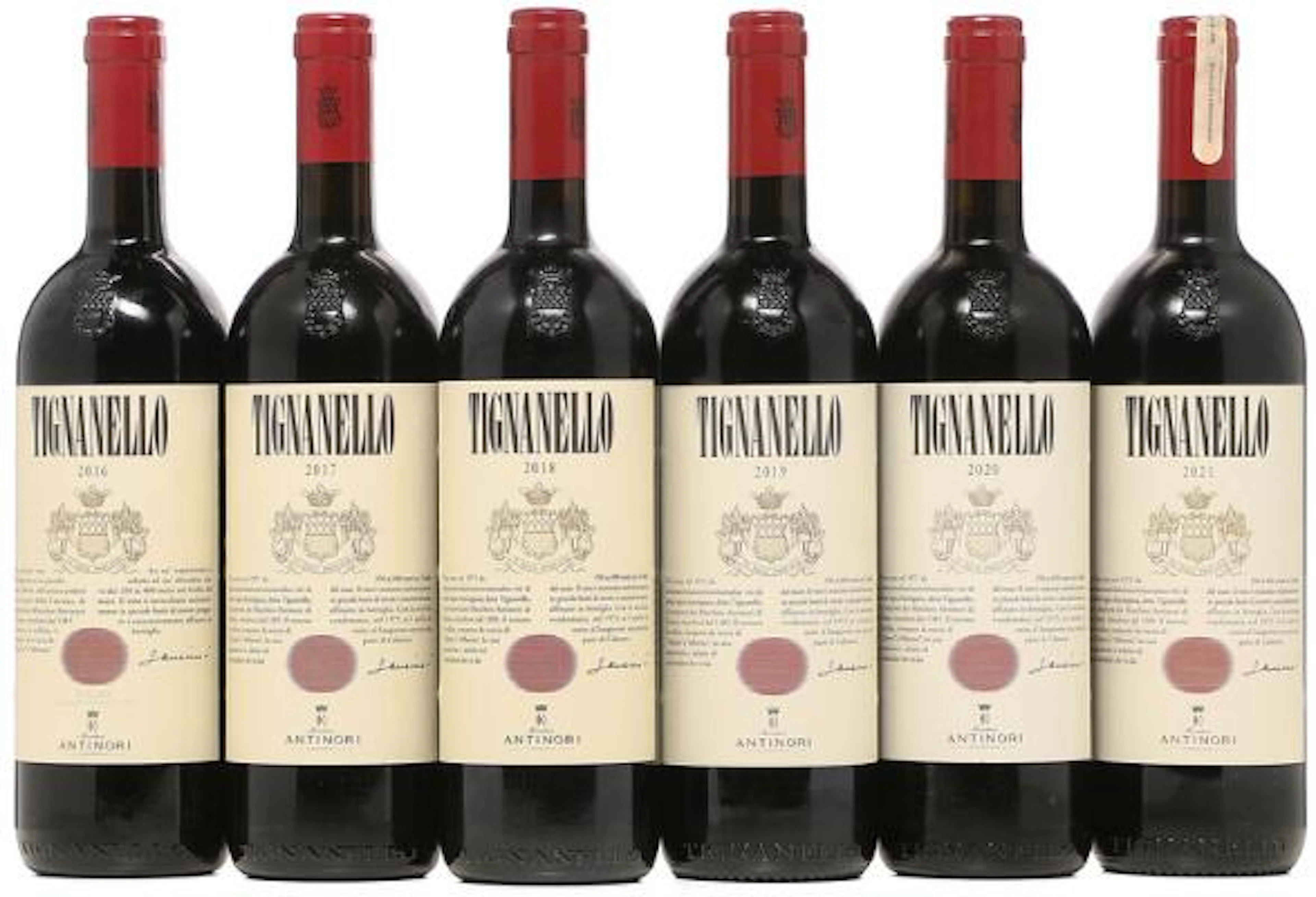 1 bt. Tignanello, Antinori, Toscana 2016 A (hf/in). etc. Total 6 bts.