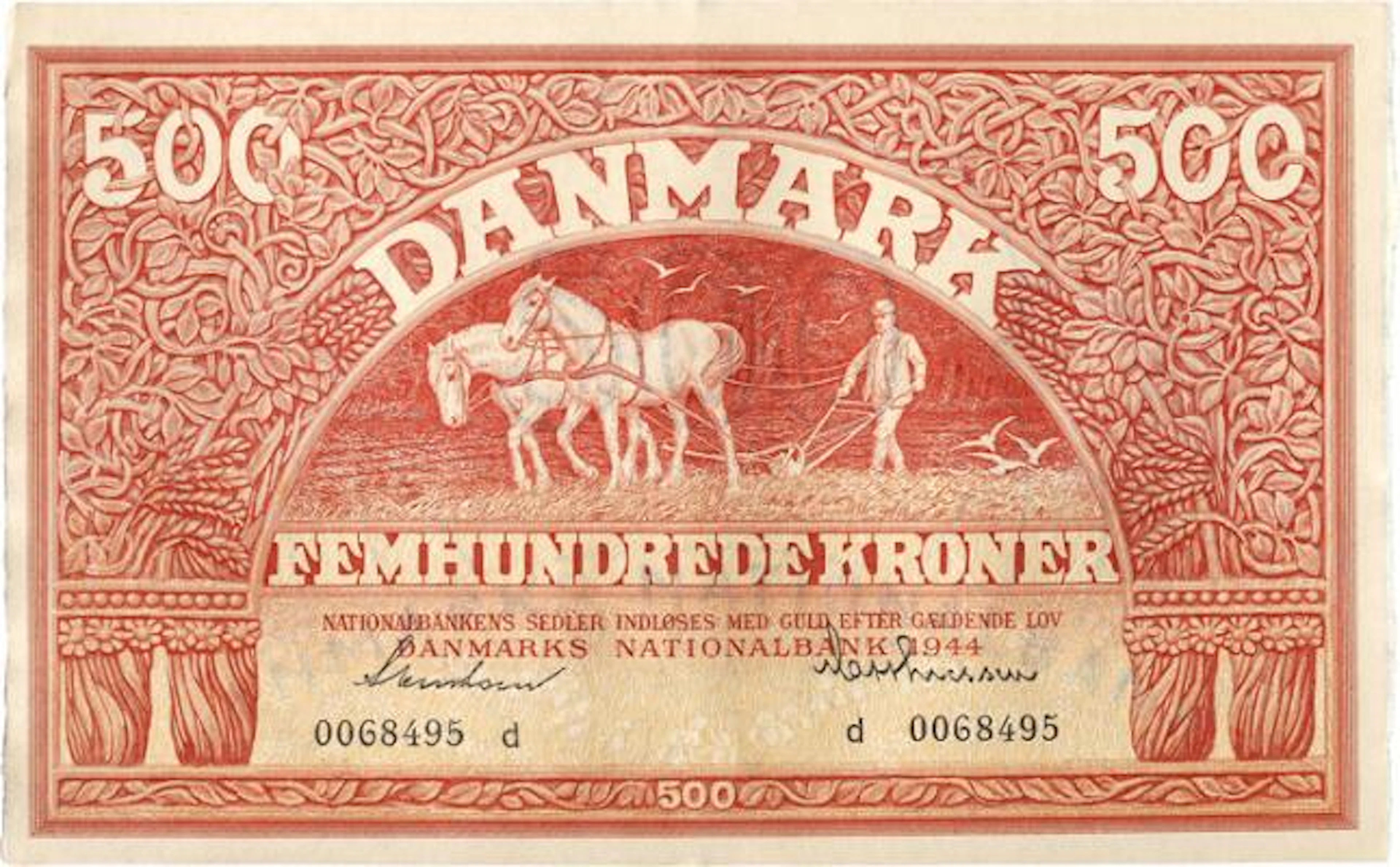 500 kr 1944 d, no. 0068495, Svendsen / Matthiessen, Sieg 127, DOP