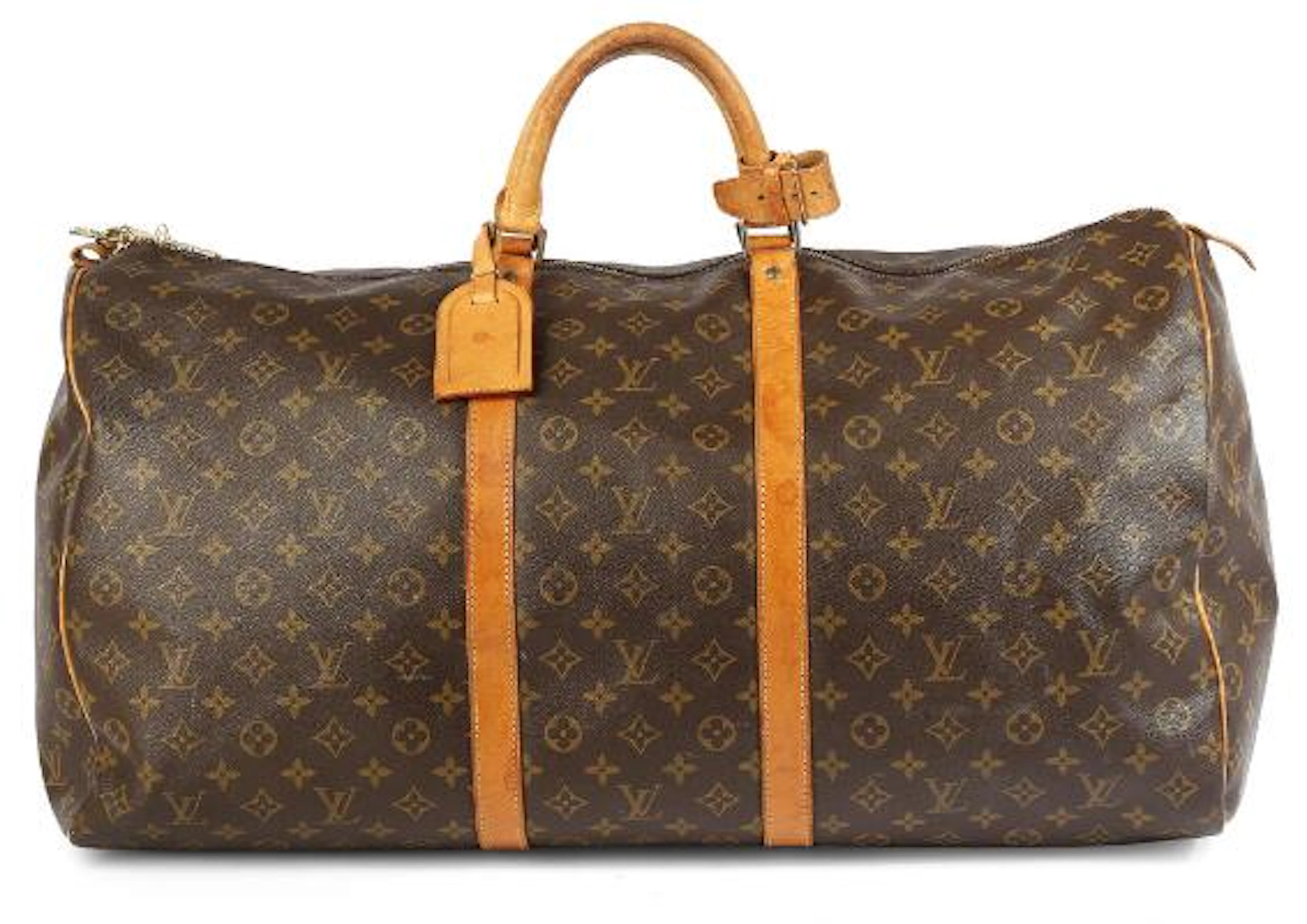 Louis Vuitton: A "Keepall 60" travel bag of brown monogram coated