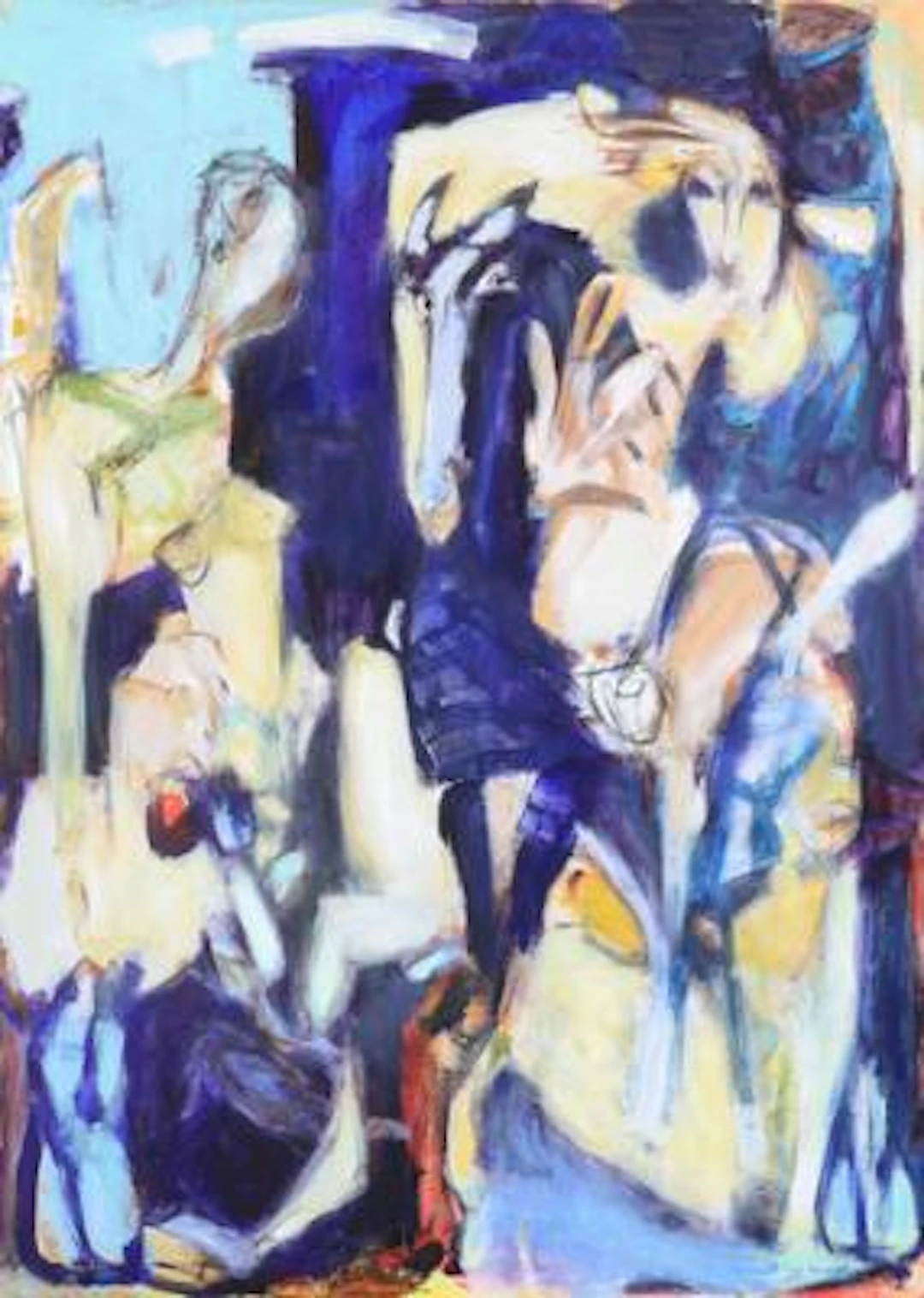 Inge Hørup: "Blå ridetur", 05. (Blue Ride). Signed Inge Hørup. Oil