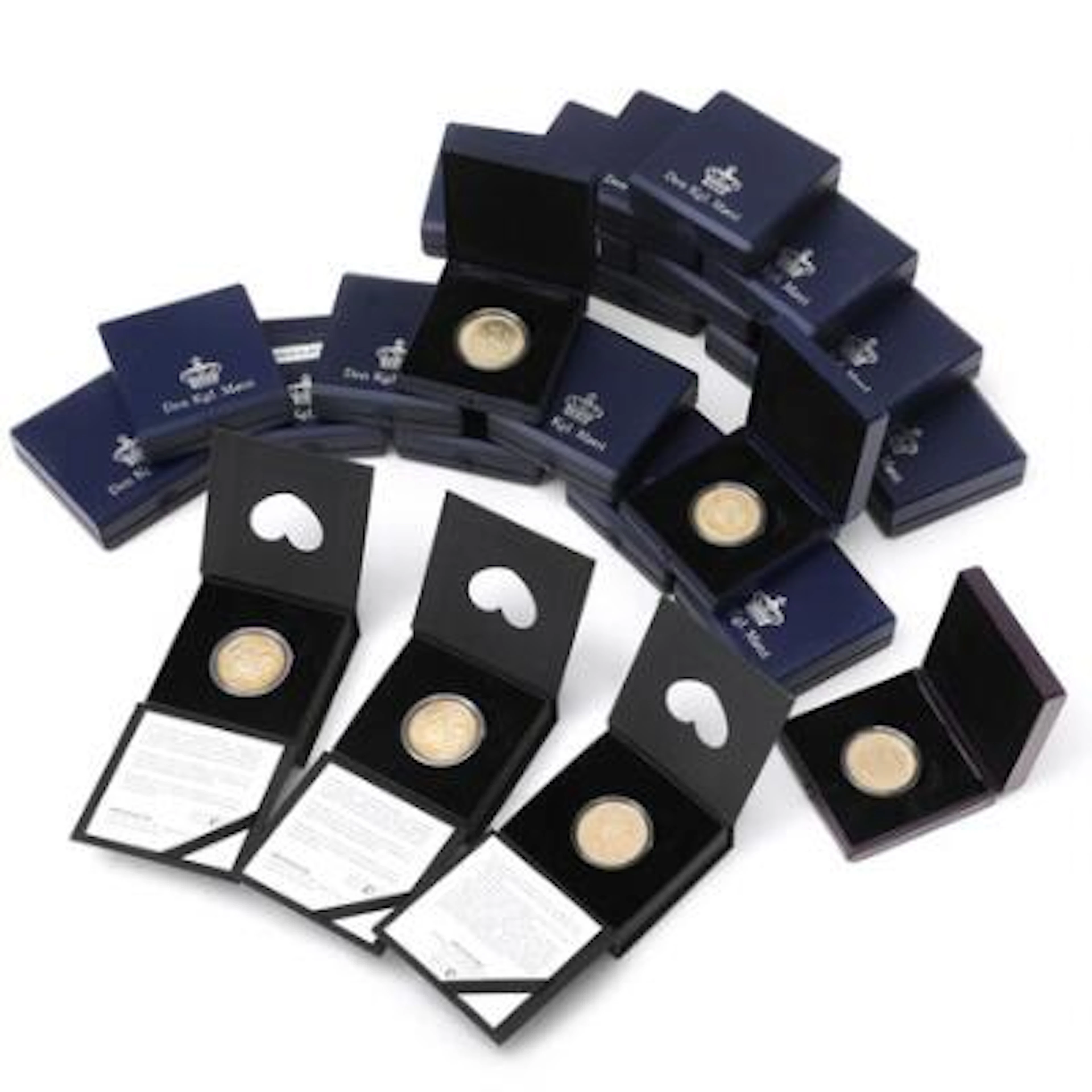 Collection of 20 kr proof coins from various series, in total 24 pcs