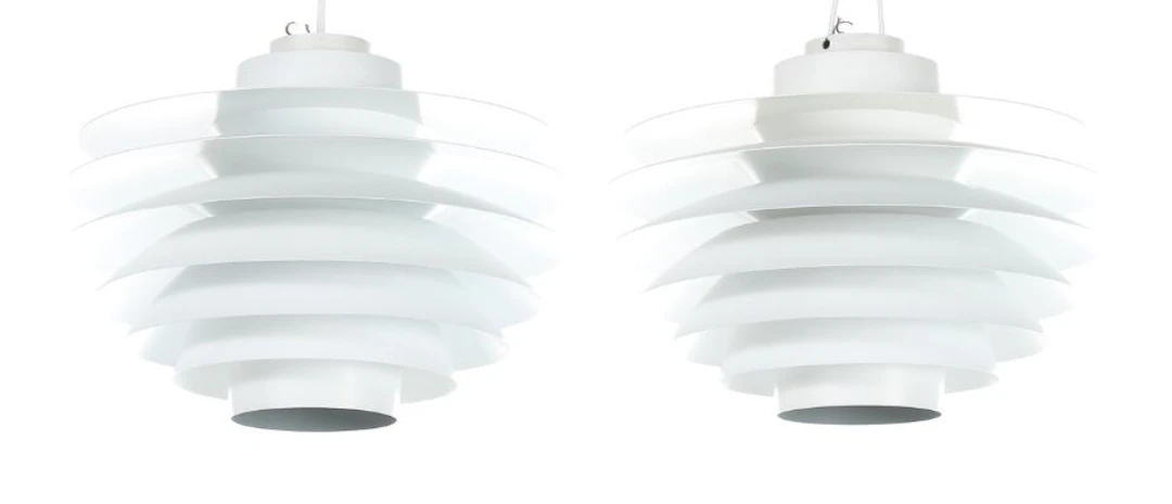 Sven Middelboe: "Verona". A pair of ceiling lamps with white-lacquered