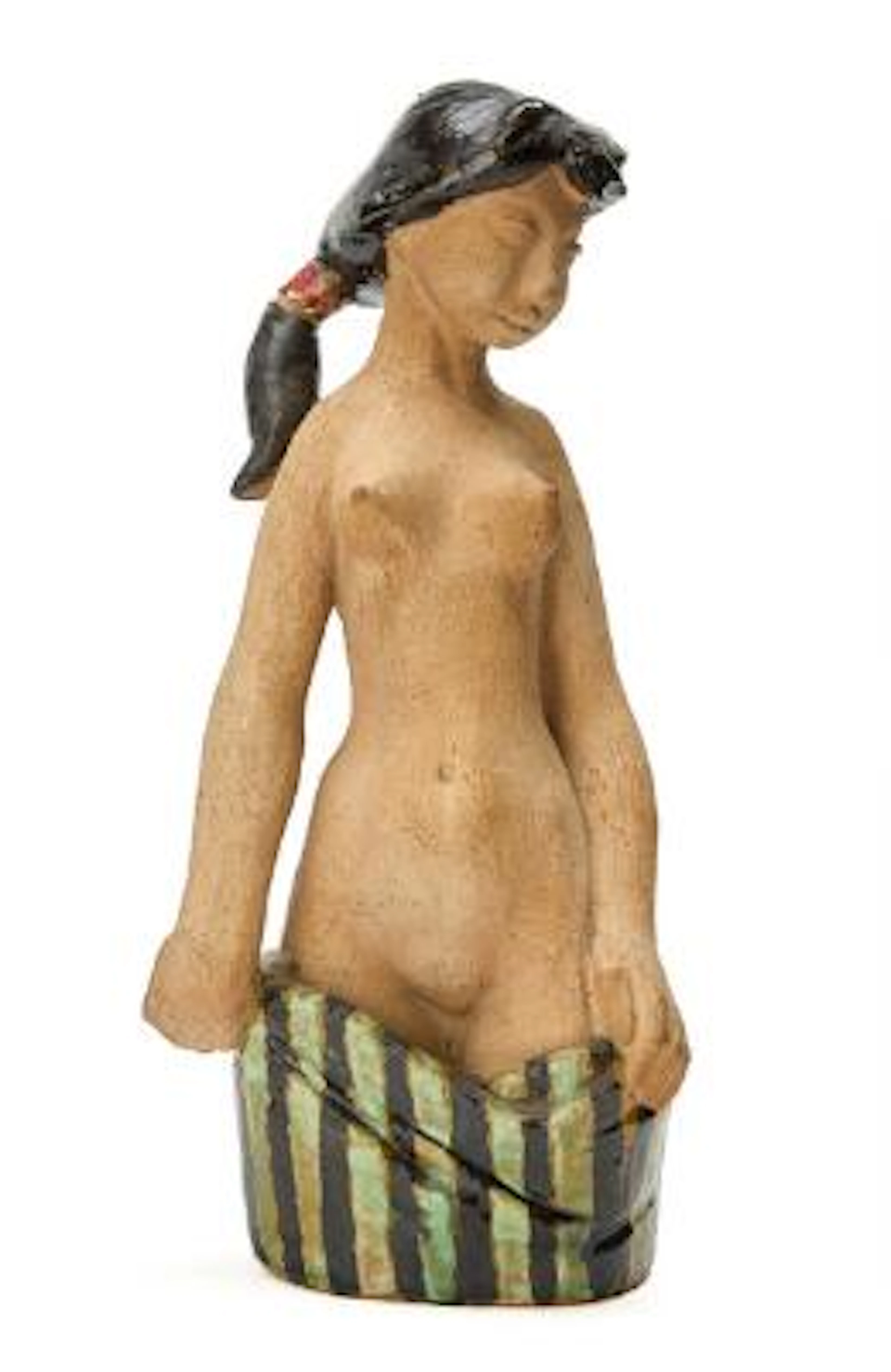 Helge Christoffersen: A partially glazed earthenware figure modelled