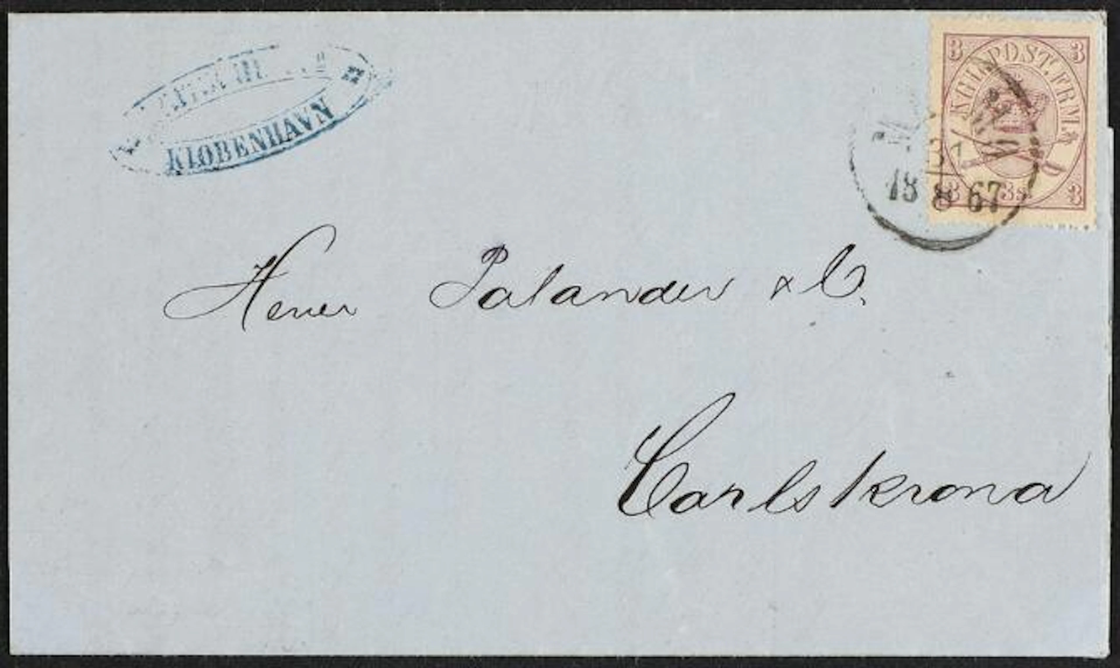 1864. 3 sk. 2.print. Single on PRINTED MATTER to Sweden with swedish