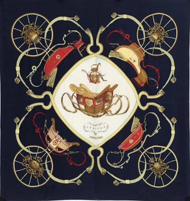 Hermès: A silk scarf with motif “Springs” by Philippe Ledoux. App.