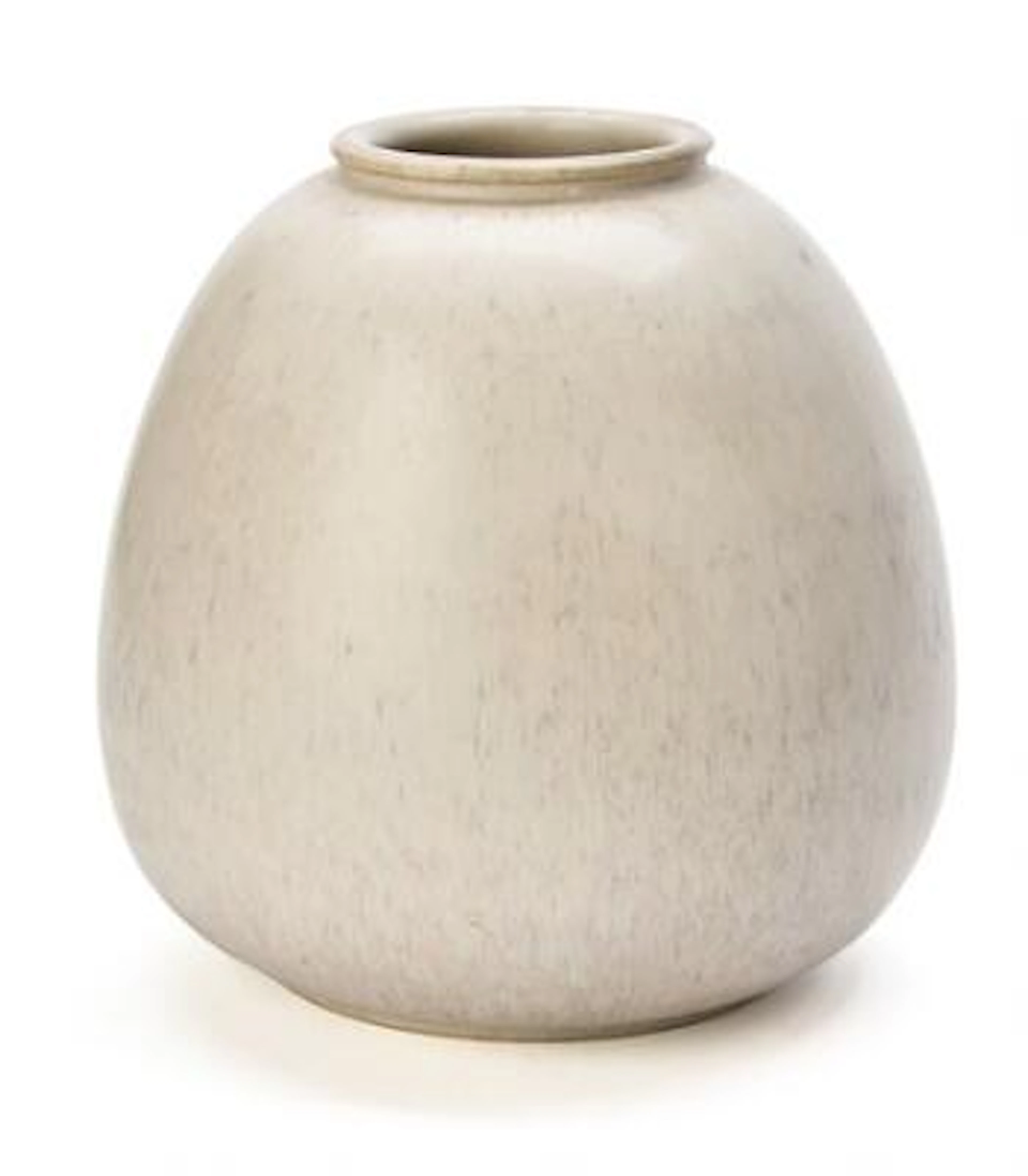 Eva Stæhr-Nielsen: Round stoneware vase decorated with light grey