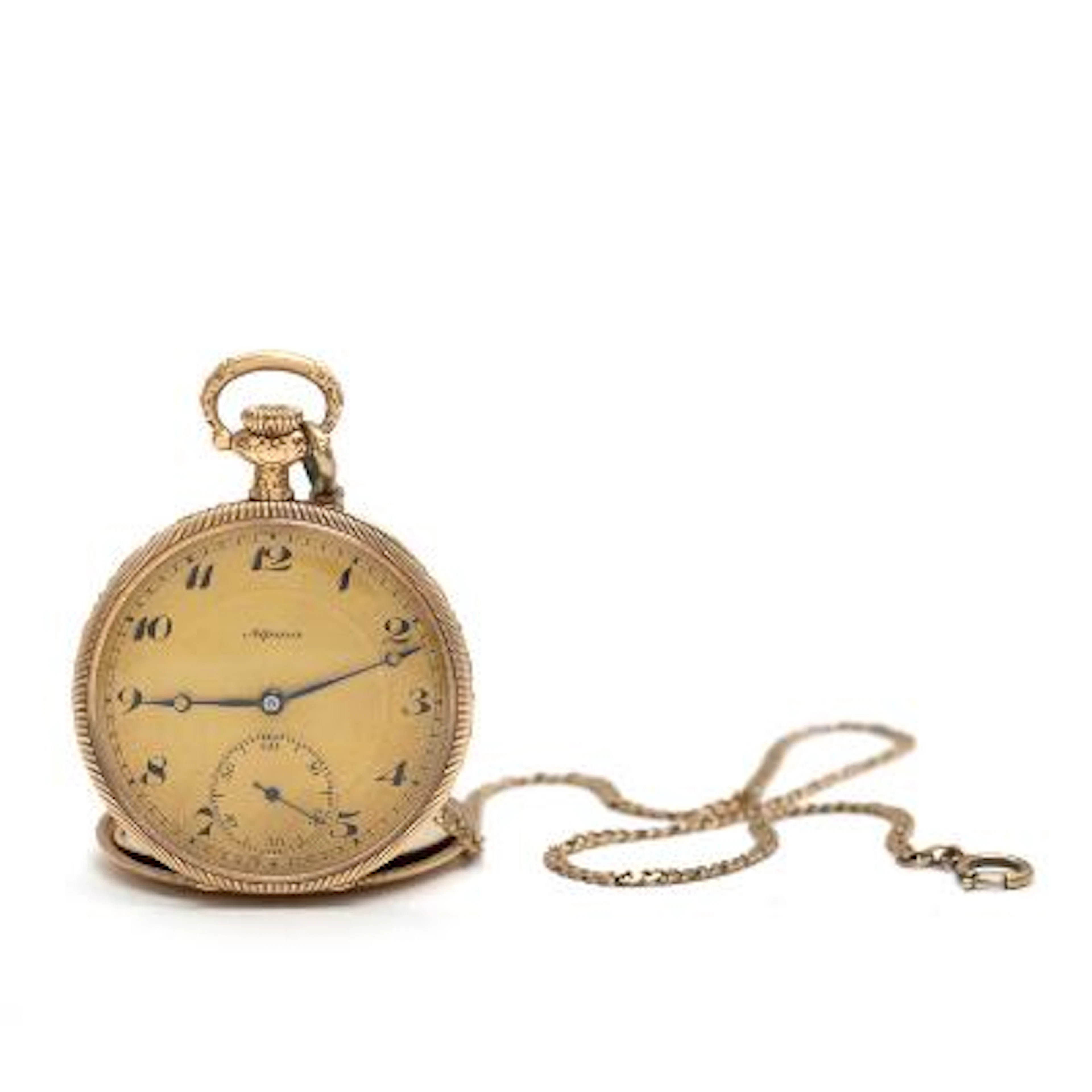 Alpina: An open-face pocket watch of 14k gold. Lever escapement and