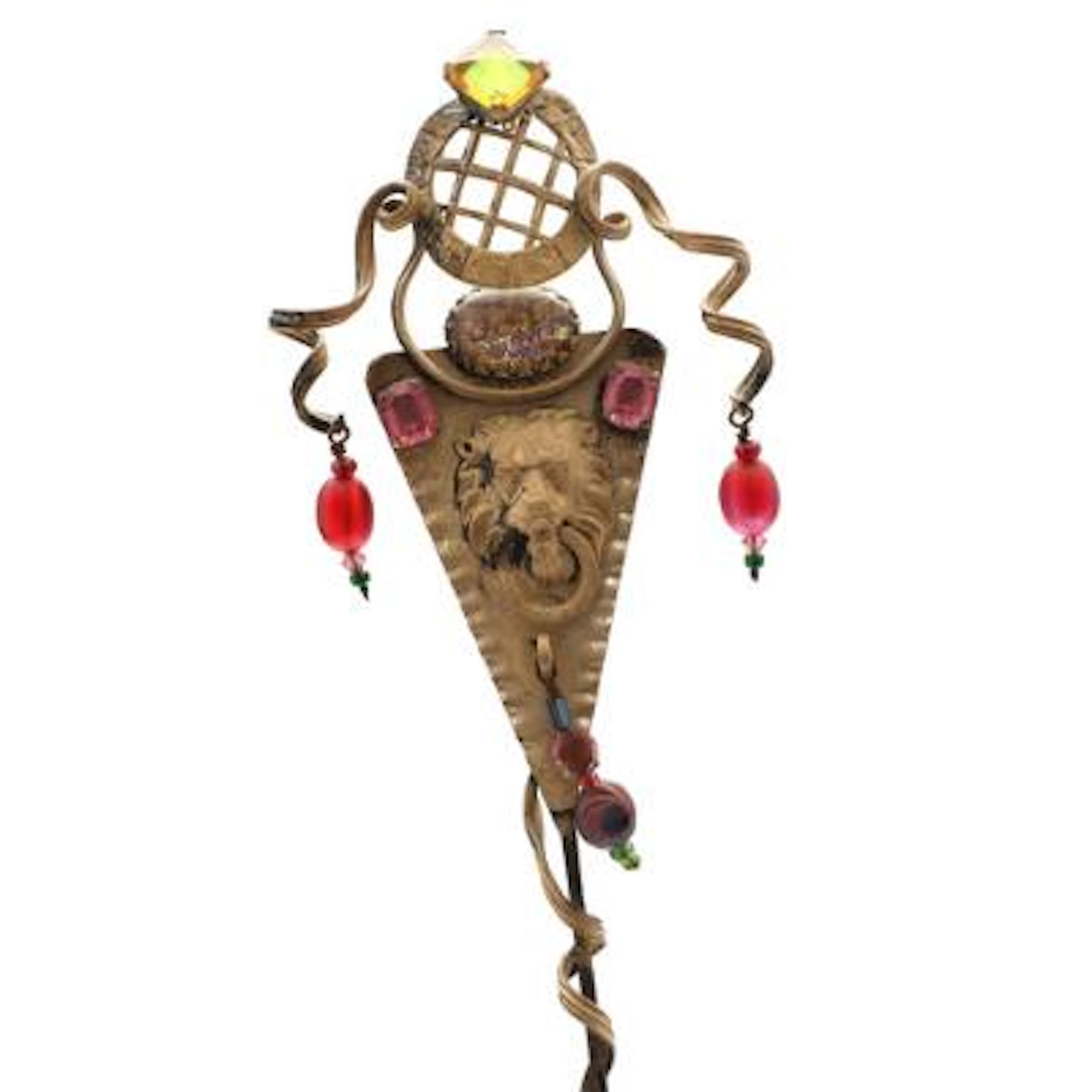 Torben Hardenberg: Patinated metal flower stand, decorated with lion