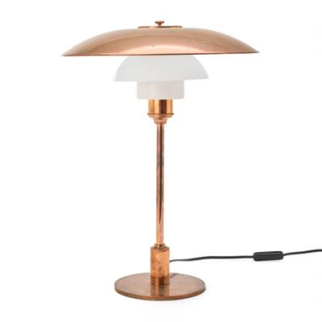 Poul Henningsen: “PH-3,5/2,5”. Copper and multi-layer opal glass table